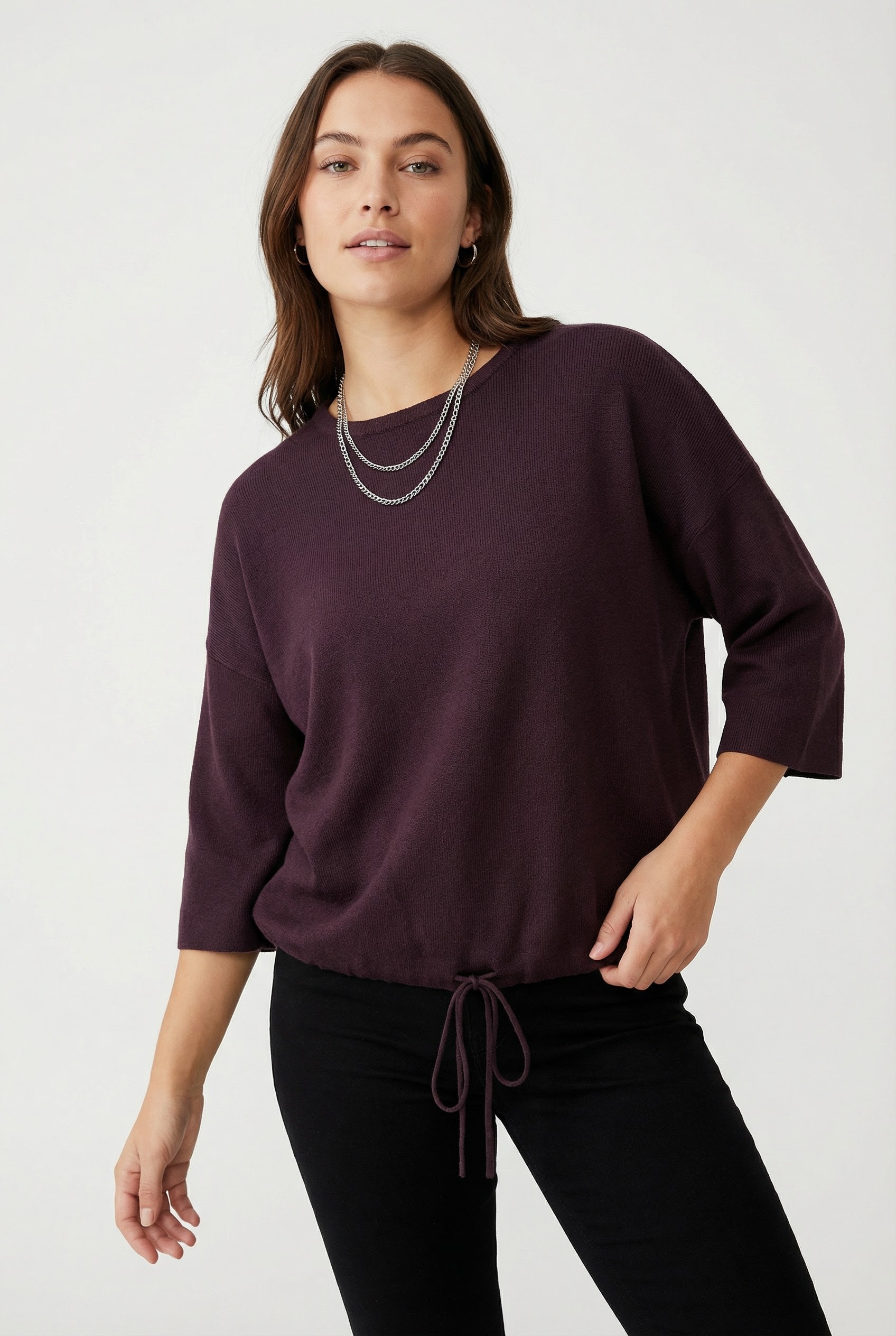 ONLY Kurzarmpullover "ONLSITERI SS LOOSE TIE O-NECK TOP CC KNT" günstig online kaufen