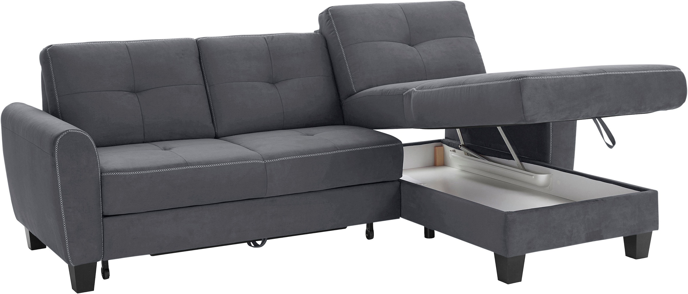 sit&more Ecksofa »Varese L-Form«, mit Federkern, wahlweise mit Bettfunktion und Stauraum