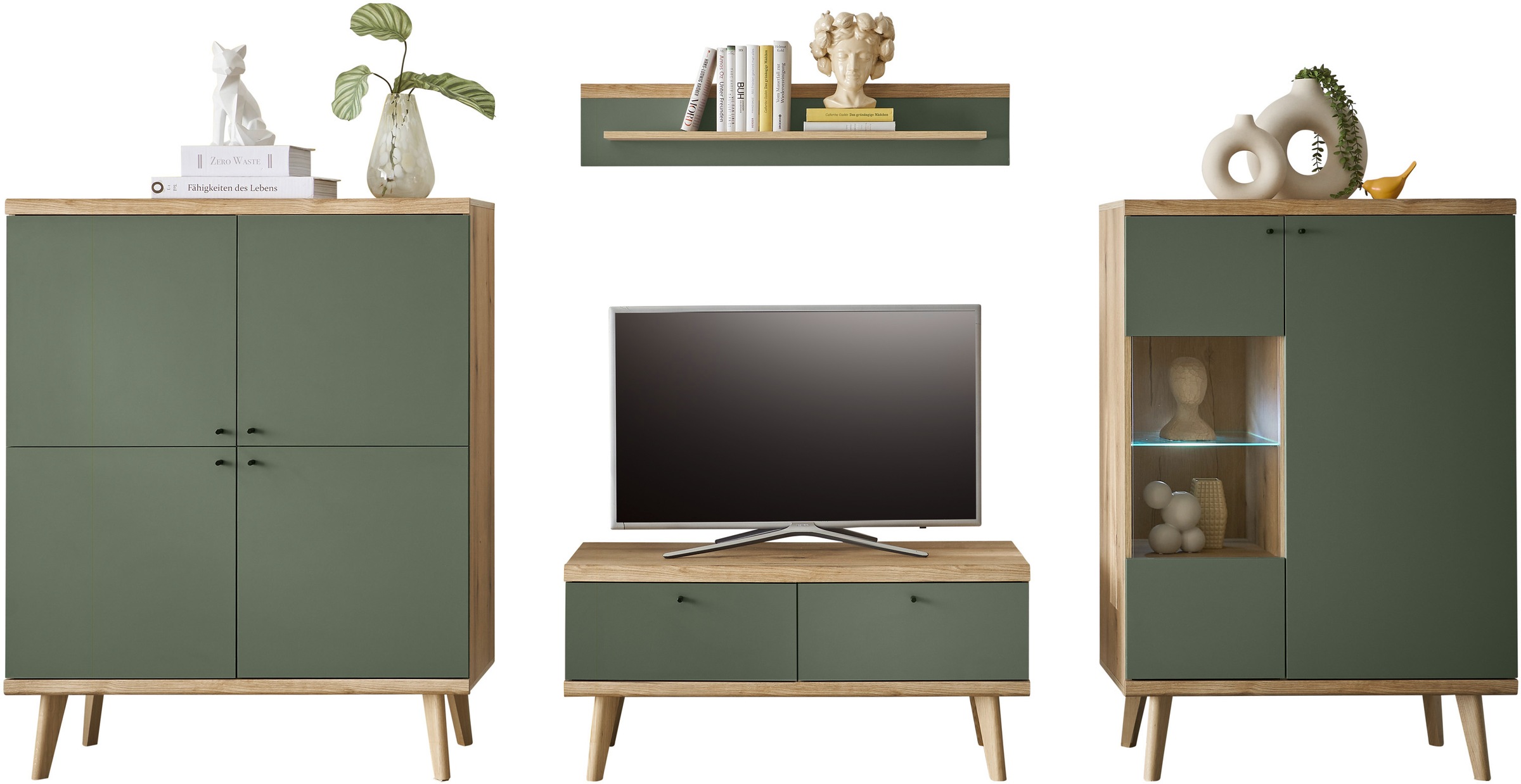 INOSIGN Wohnwand "MAVAS" Set, 4 Stk. tlg. in moderner Trendfarbe, Griffe au günstig online kaufen