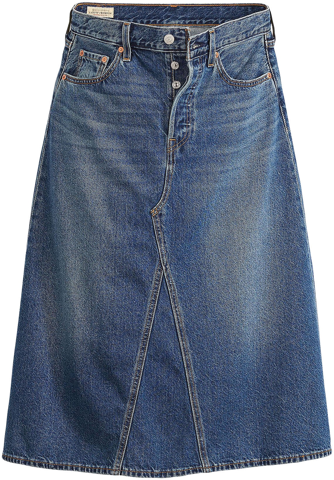 Levi's® Jeansrock »HR A LINE DECON SKIRT«, in trendy Midi-Länge mit ausgefranster Kante