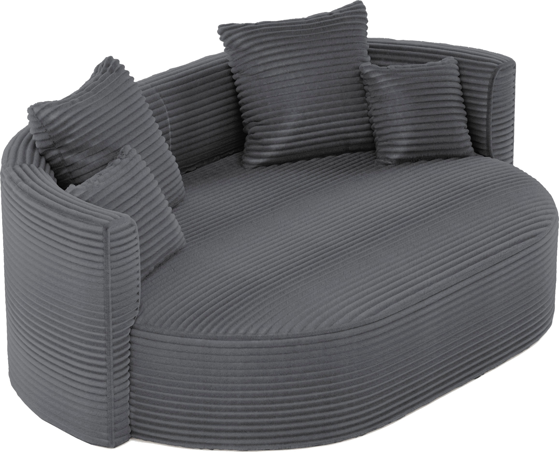 LeGer Home by Lena Gercke 2,5-Sitzer »ISALIE, rundes Loungesofa, mit Kissen, perfekt gepolstert«, moderne Stoffe, mit 4 Zierkissen, extra große Sitzfläche