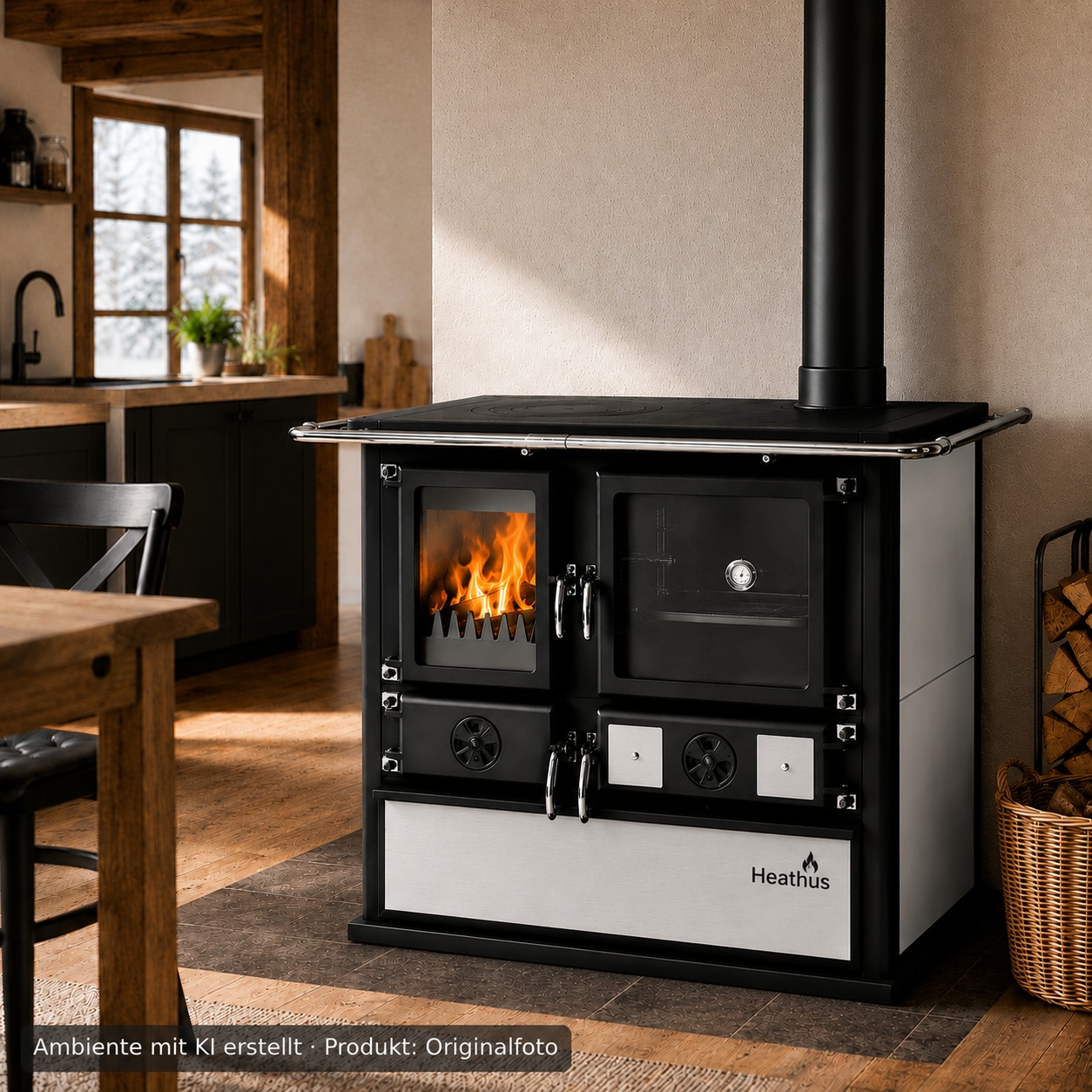   Festbrennstoffherd »Cook Premium Perl White« Küchenofen, Ofenherd zum Heizen, Kochen & Backen