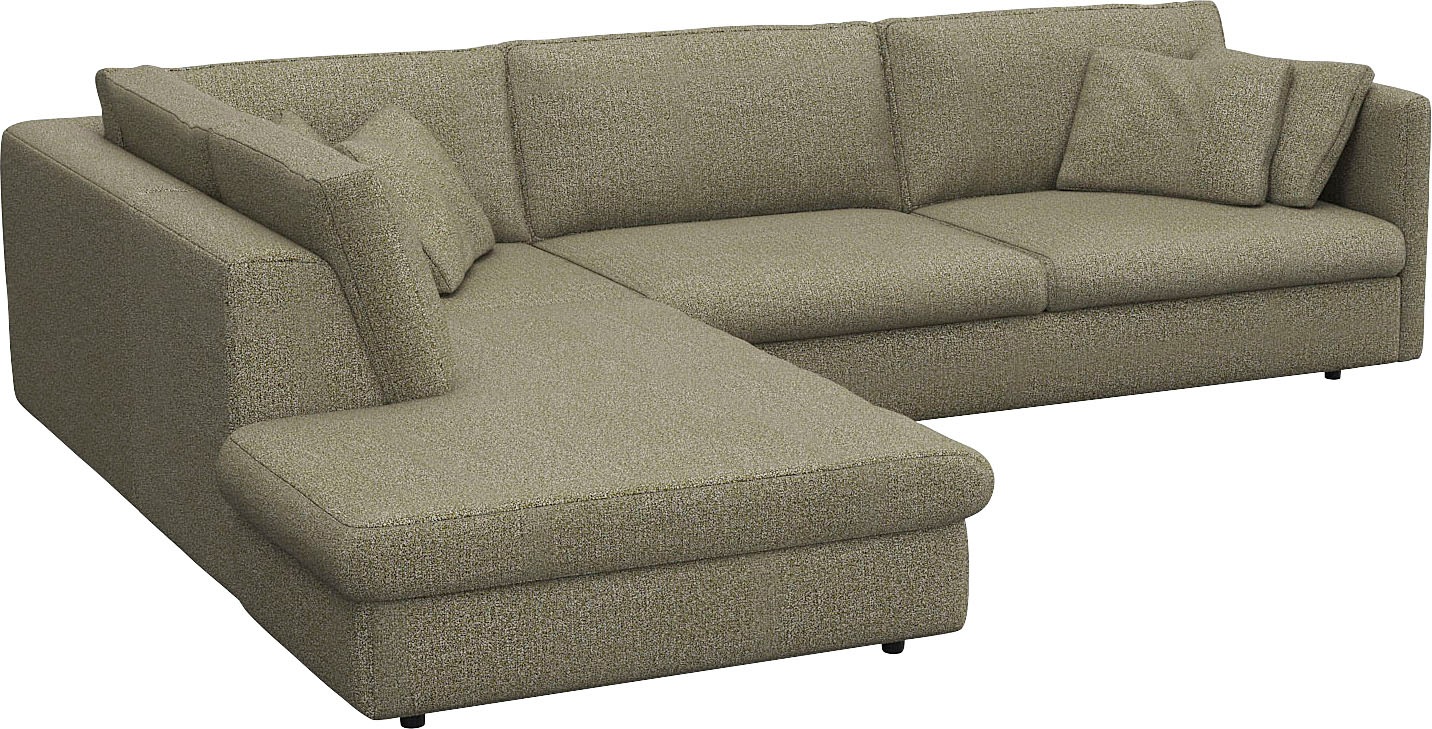 FLEXLUX Ecksofa »Lovane, elegant und zeitlos, bequem, L-Form«, Weich & anschmiegsam, große Sitztiefe auf Kaltschaum, Dekokissen inkl.