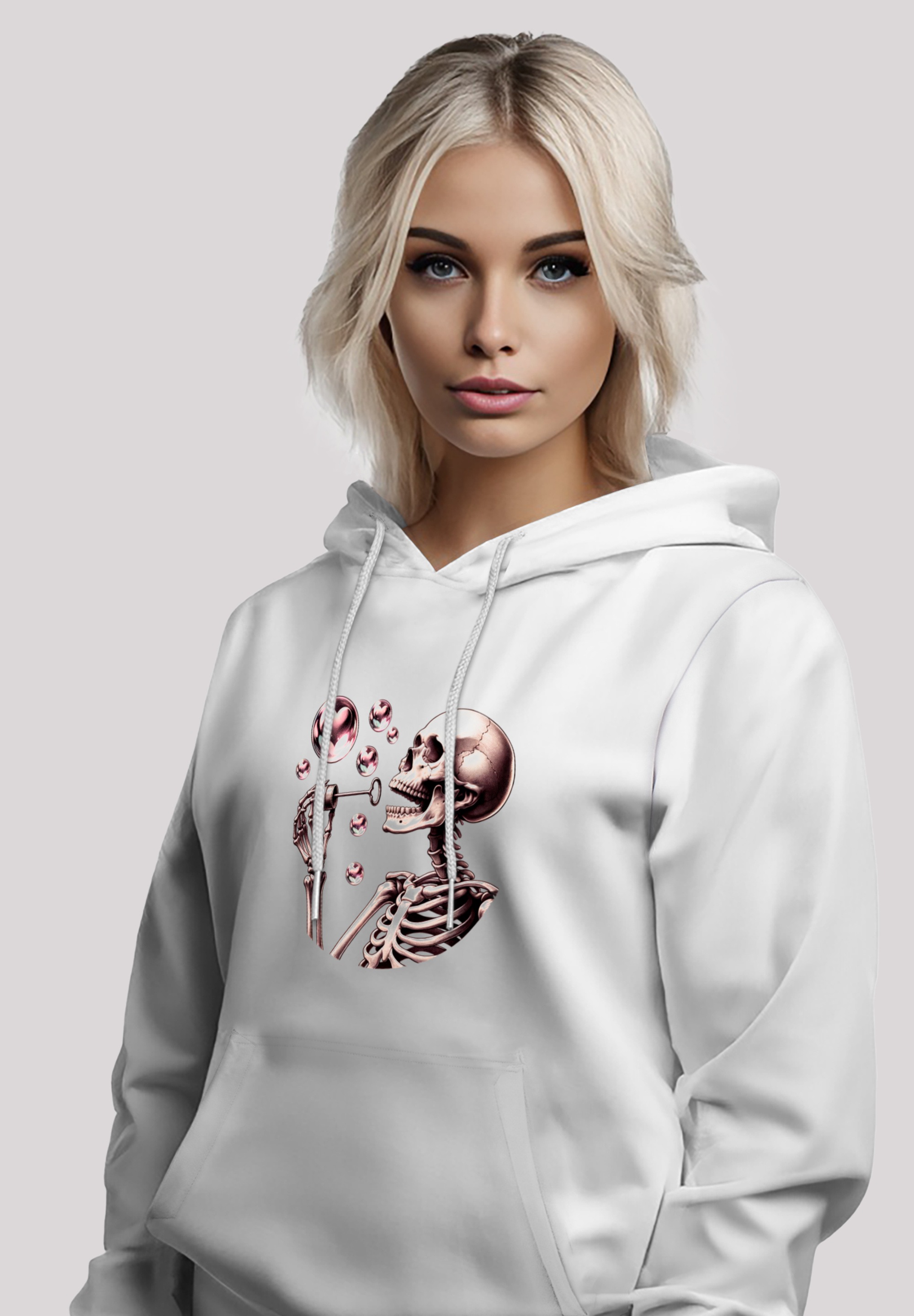 F4NT4STIC Kapuzenpullover »Niedliches Goth Skelett Herz Seifenblasen«, Premium Qualität