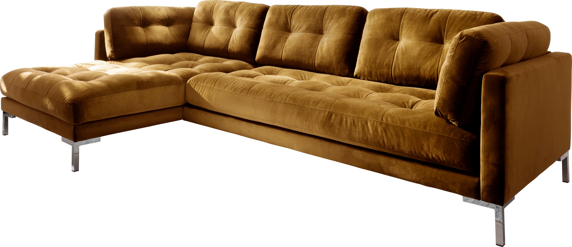 Trends by HG Ecksofa "Landau L-Form", in Cord-Stoff mit Metallfuß günstig online kaufen