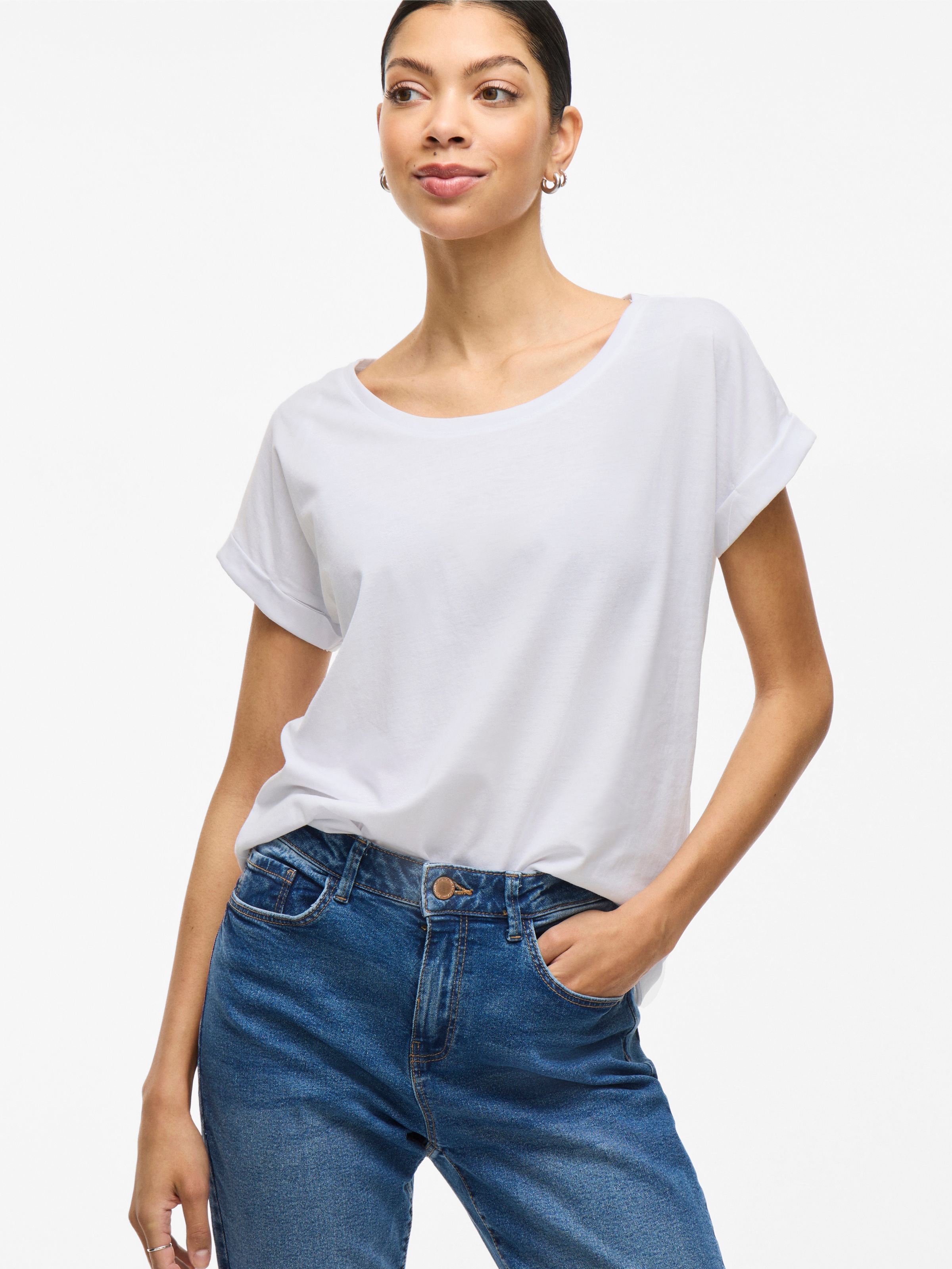 Vila Rundhalsshirt "VIDREAMERS NEW PURE T-SHIRT/SU-NOOS" Baumwollmischung, günstig online kaufen