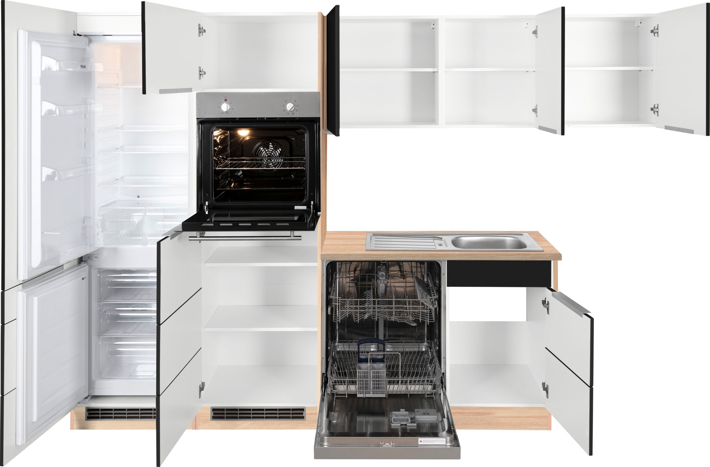 KOCHSTATION Winkelküche »KS-Brindisi Stellbreite 290/170 cm«, wahlweise mit E-Geräten und Induktion, mit MDF-Fronten