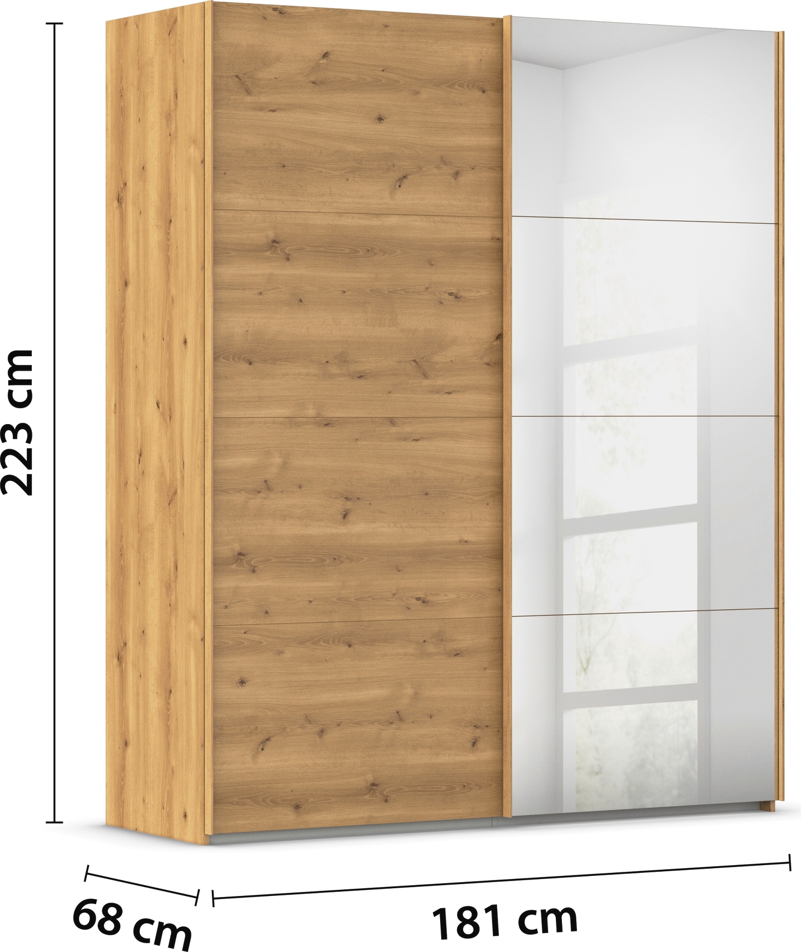 rauch Schwebetürenschrank »Kleiderschrank Schrank Garderobe Schlafzimmerschrank EVELYN«, in elegantem Stil mit Spiegel 5 Breiten viel Stauraum MADE IN GERMANY