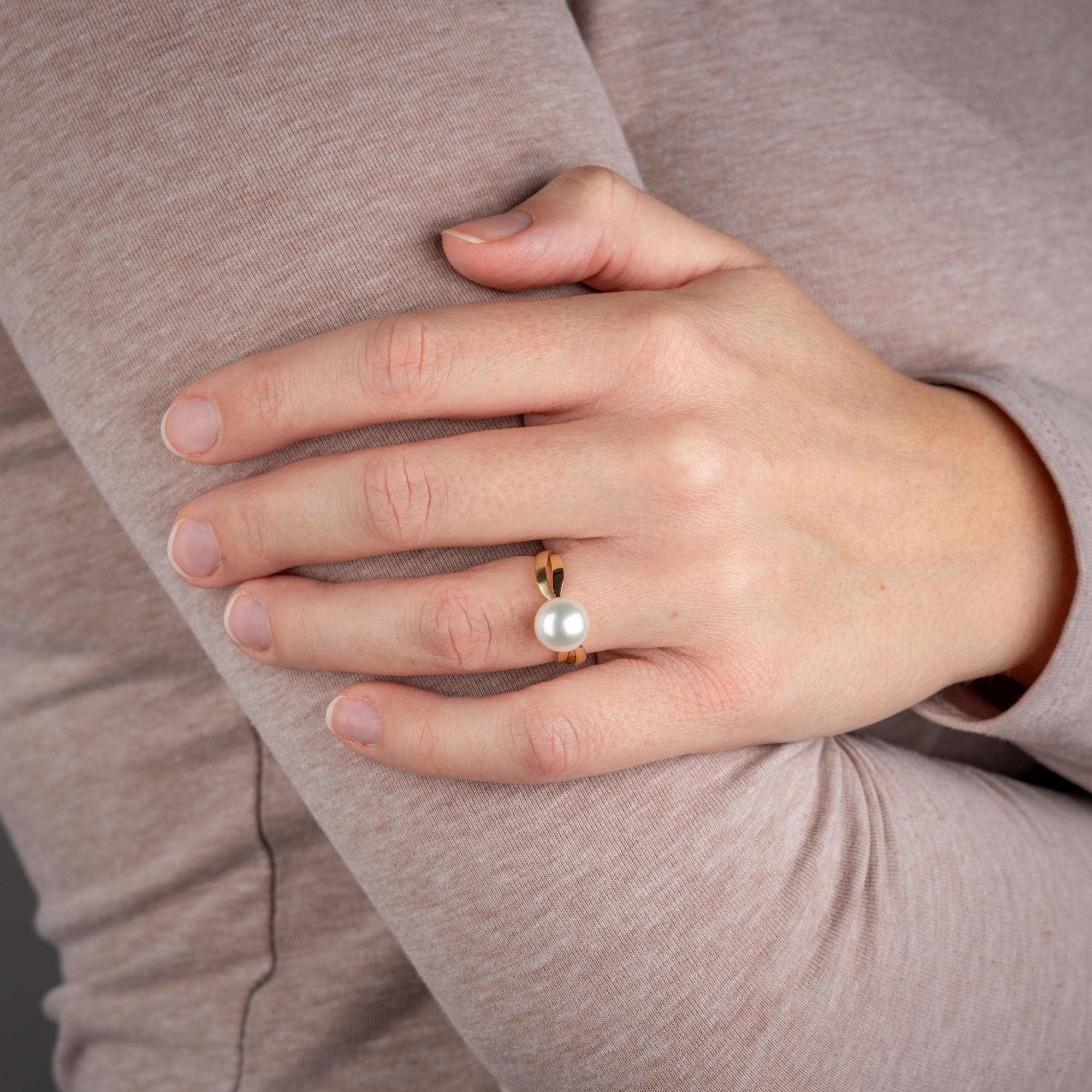 Orolino Fingerring »Gold 585 mit weißer Süßwasserperle«