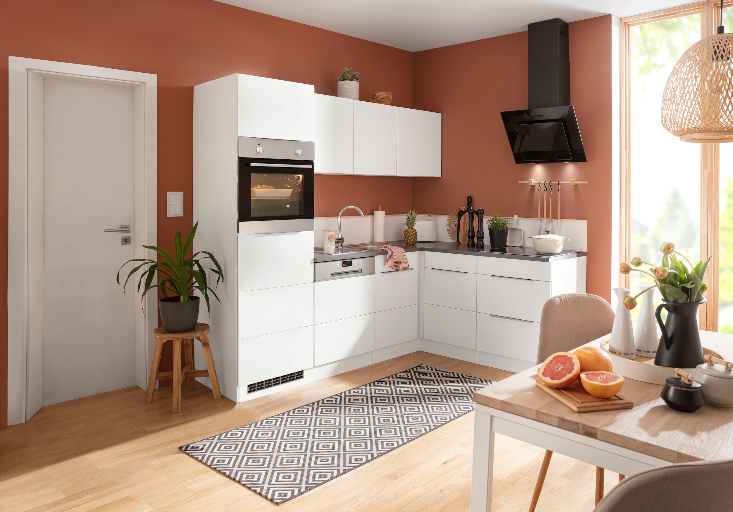 KOCHSTATION Winkelküche »KS-Brindisi«, Stellbreite 230/170 cm, wahlweise mit E-Geräten, mit MDF-Fronten