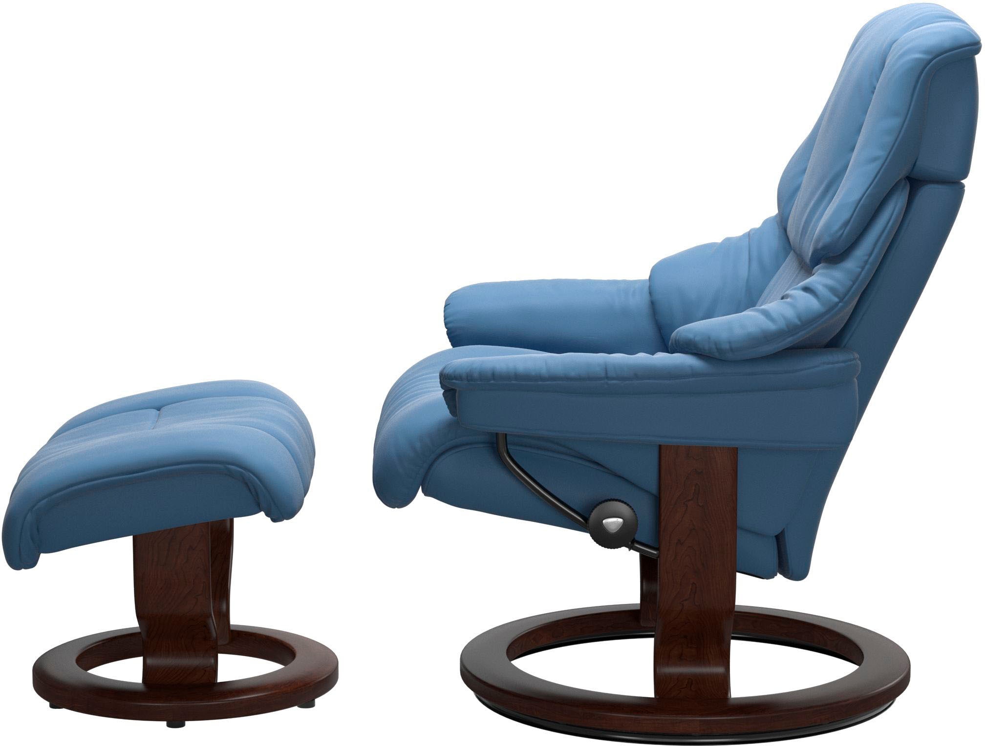 Stressless® Relaxsessel »Reno«, (Set, Relaxsessel mit Hocker), mit Hocker, mit Classic Base, Größe S, M & L, Gestell Braun