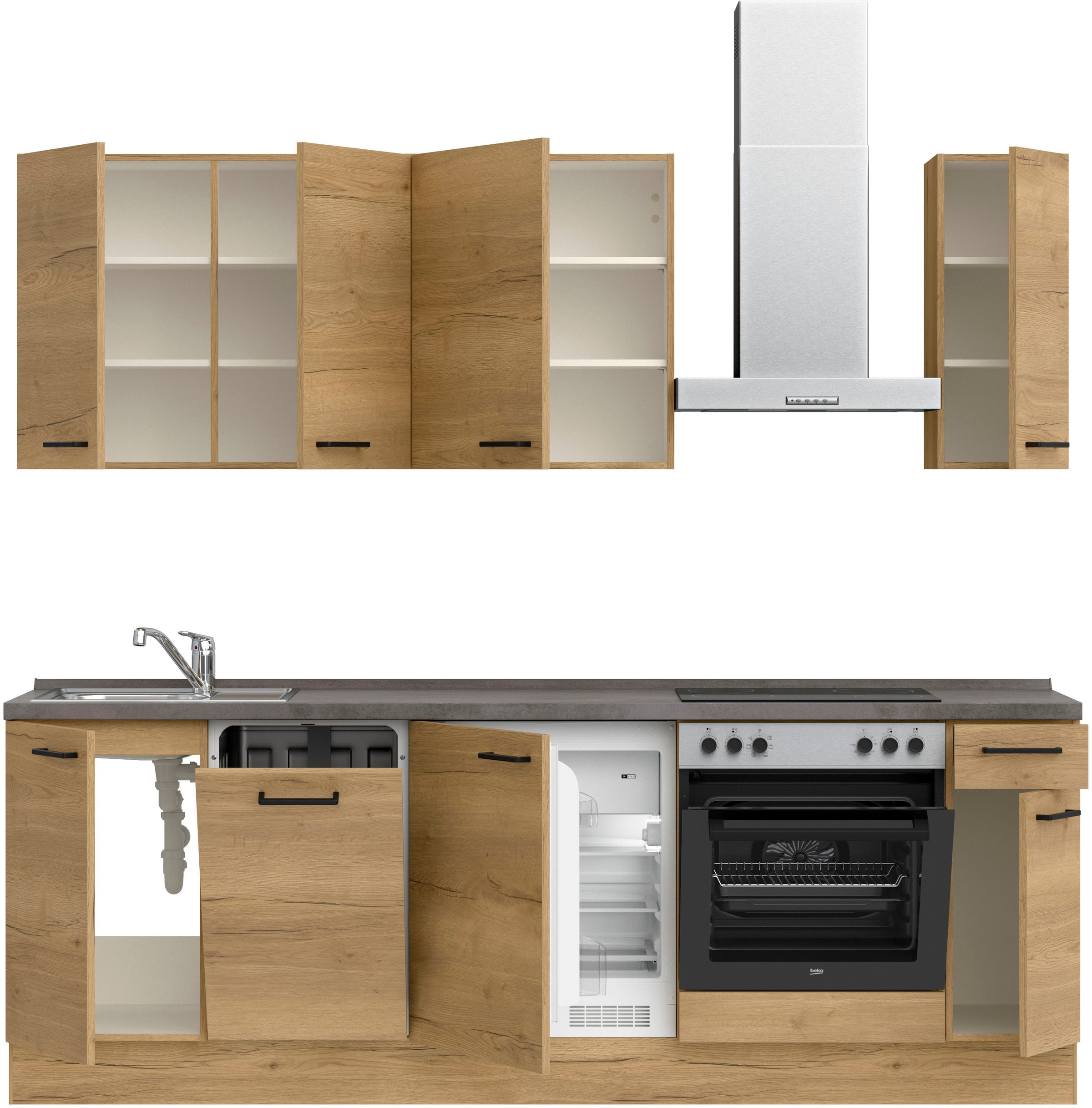 nobilia® Küchenzeile »"Structura I"«, vormontiert, Ausrichtung wählbar, Breite 240 cm, wahlw. mit E-Geräten