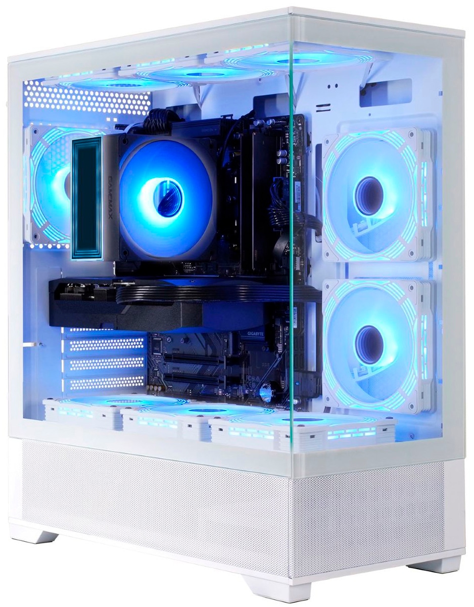 GAMEMAX Gaming-PC-Komplettsystem »MegaDeal Vista AB 2885 AMD Ryzen 5 7500F 32GB DDR5 1TB SSD RX 9070« 34 ″ AMD Ryzen 5 Radeon RX 9070 32 GB RAM 1.000 GB SSD Windows 11, DDR5 RAM+ MSI PRO MP341CQW LED-Monitor Curved 86,4cm (34")
