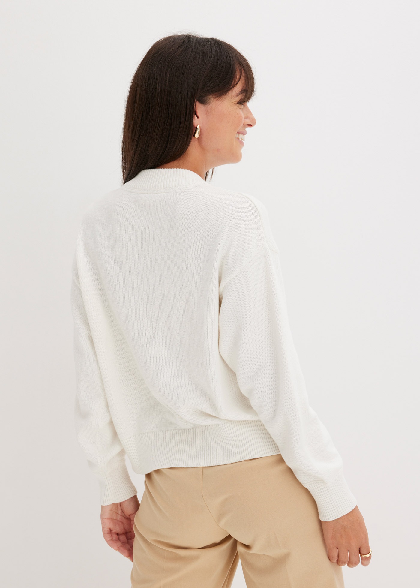 bonprix Strickjacke "Strickjacke aus reiner Baumwolle" mit Rippbündchen günstig online kaufen