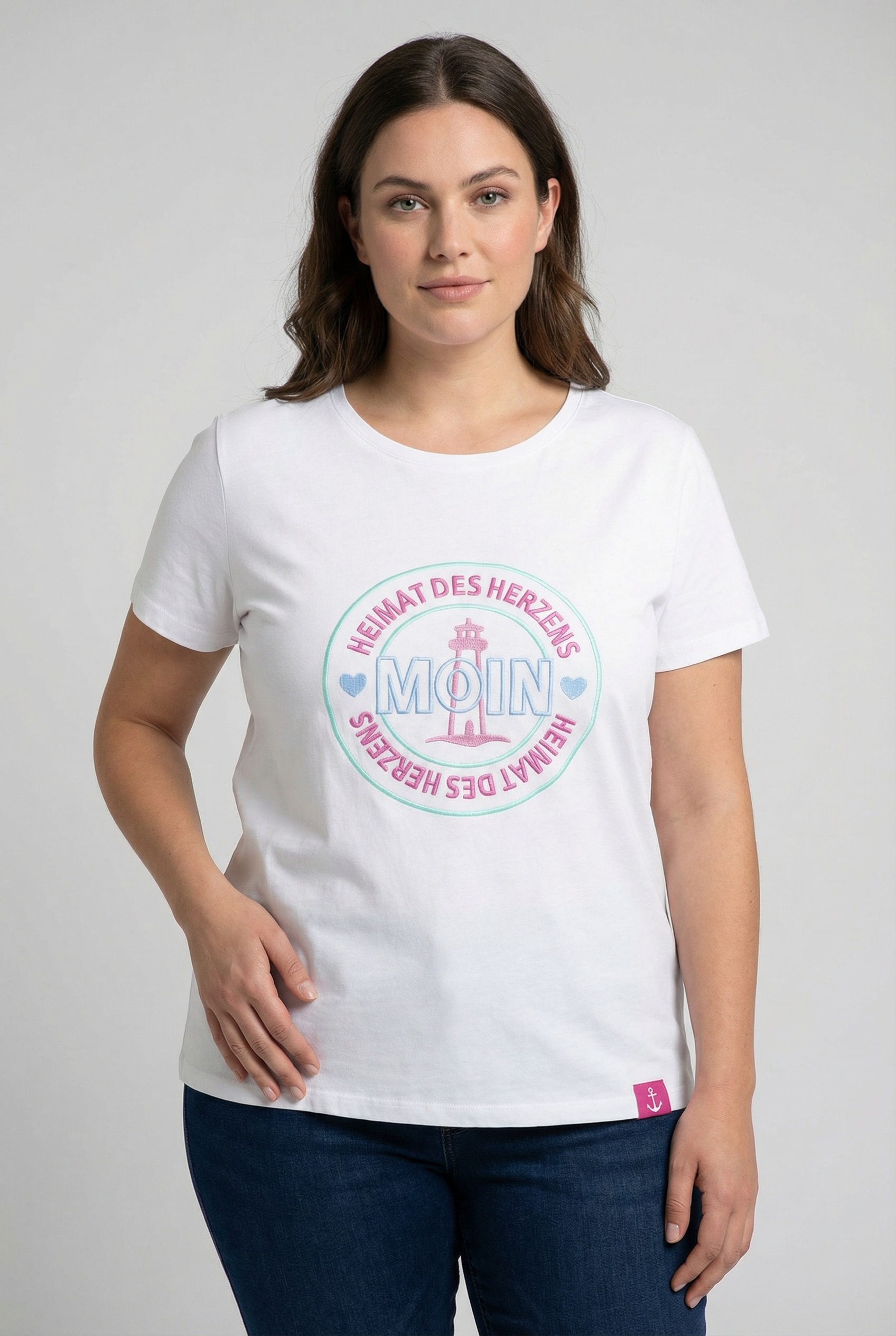 Zwillingsherz T-Shirt ""Heimat des Herzens"" Stickerei, Kurzarm, Rundhalsausschnitt, maritim