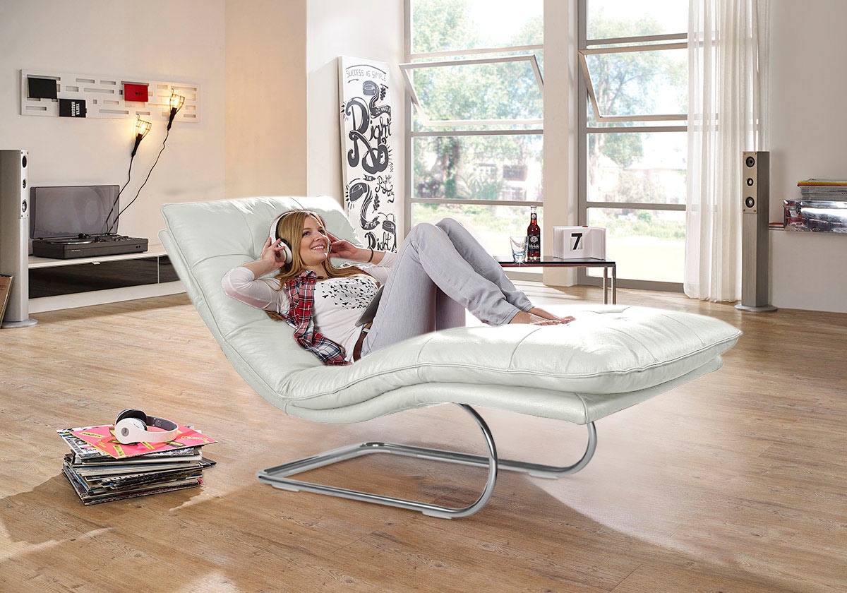 W.SCHILLIG Relaxliege "daily dreams" in Waffelkissen-Optik, wahlweise mit Motor, Freischwingergestell