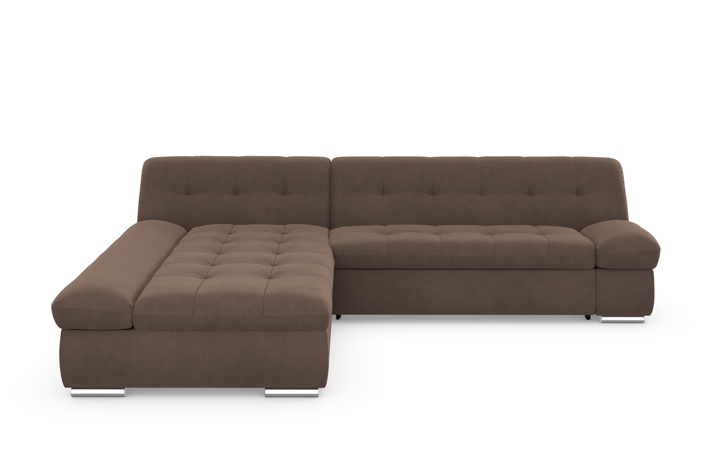 Ecksofa DOMO COLLECTION "Mona L-Form", braun (schlamm), B:297cm H:80cm T:173cm, Struktur fein 100% Polyester;Chenilleoptik 100% Polyester;SOFTLUX/Struktur fein 100% Polyester, Sofas, Ecksofa, wahlweise mit Bettfunktion 7