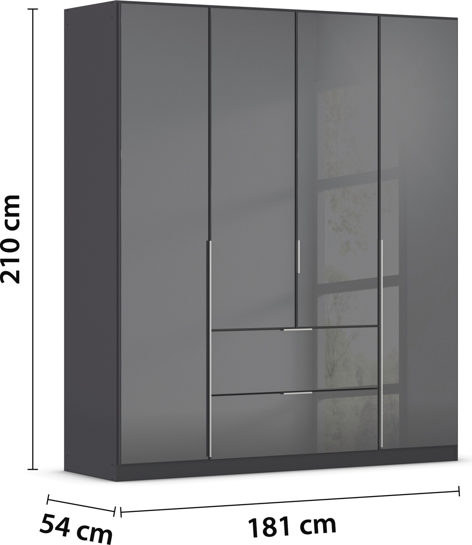 rauch Drehtürenschrank »Kleiderschrank Kleiderschränke Schrank Garderobe AGORDO mit Glasfront«, (in zwei Griff-Farben mit Glasfront), mit Außenschubkästen, in 6 Breiten und 2 Höhen MADE IN GERMANY
