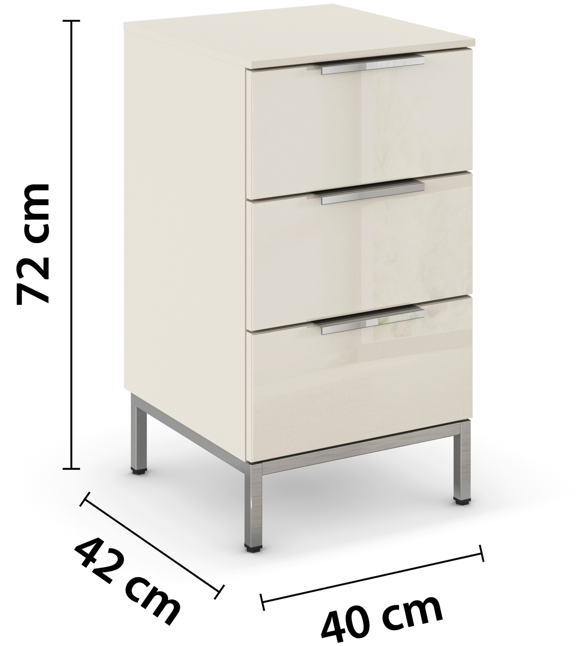 rauch Nachtkommode »Nachttisch Nachtschrank Nachtkonsole FLIPP mit Glasfront«, (Breite 40 cm), mit 3 Schubladen und Soft-Close-Funktion sowie Glasfront
