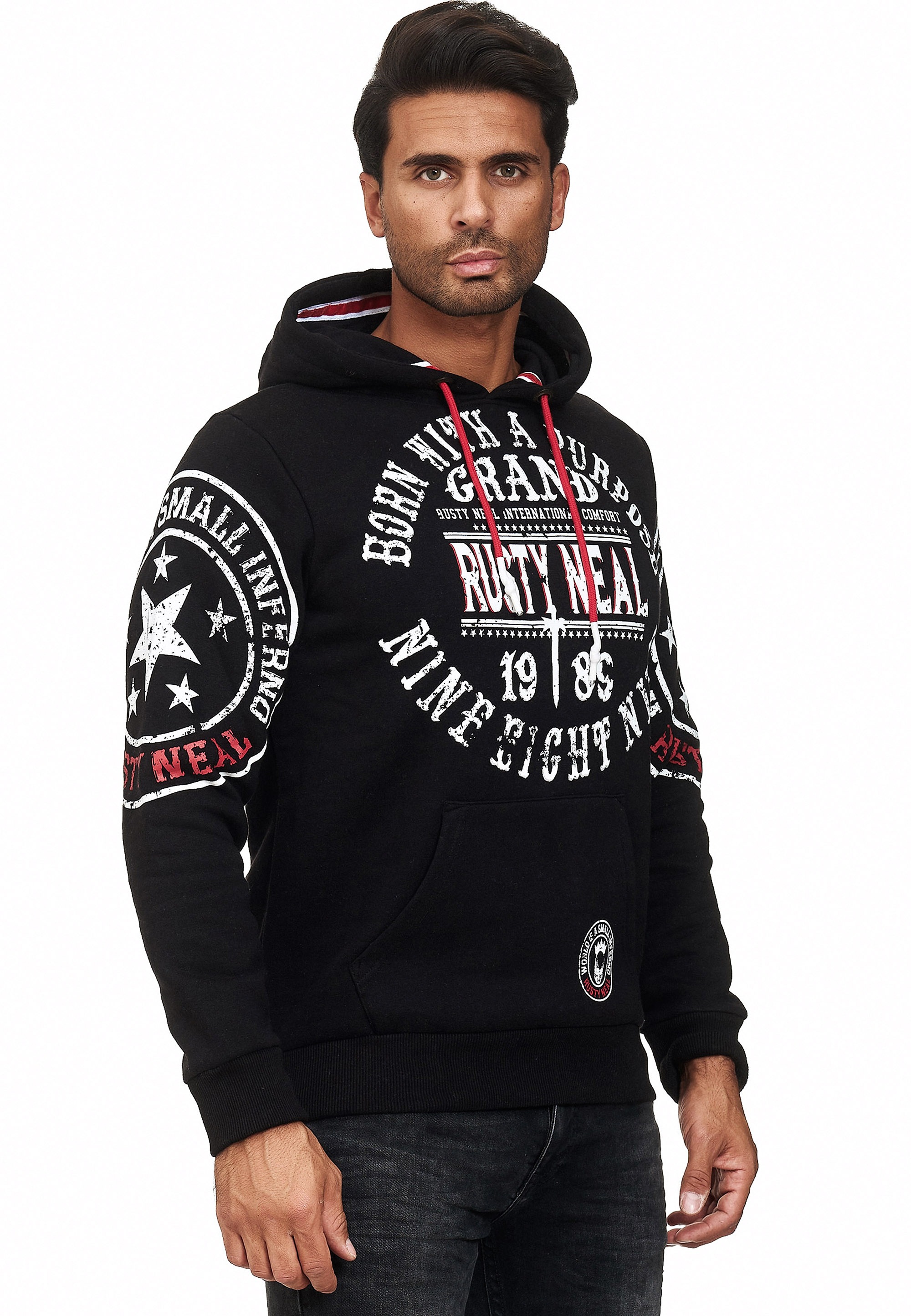 Sweat à capuche homme Rusty Neal Noir et Blanc Taille M 4