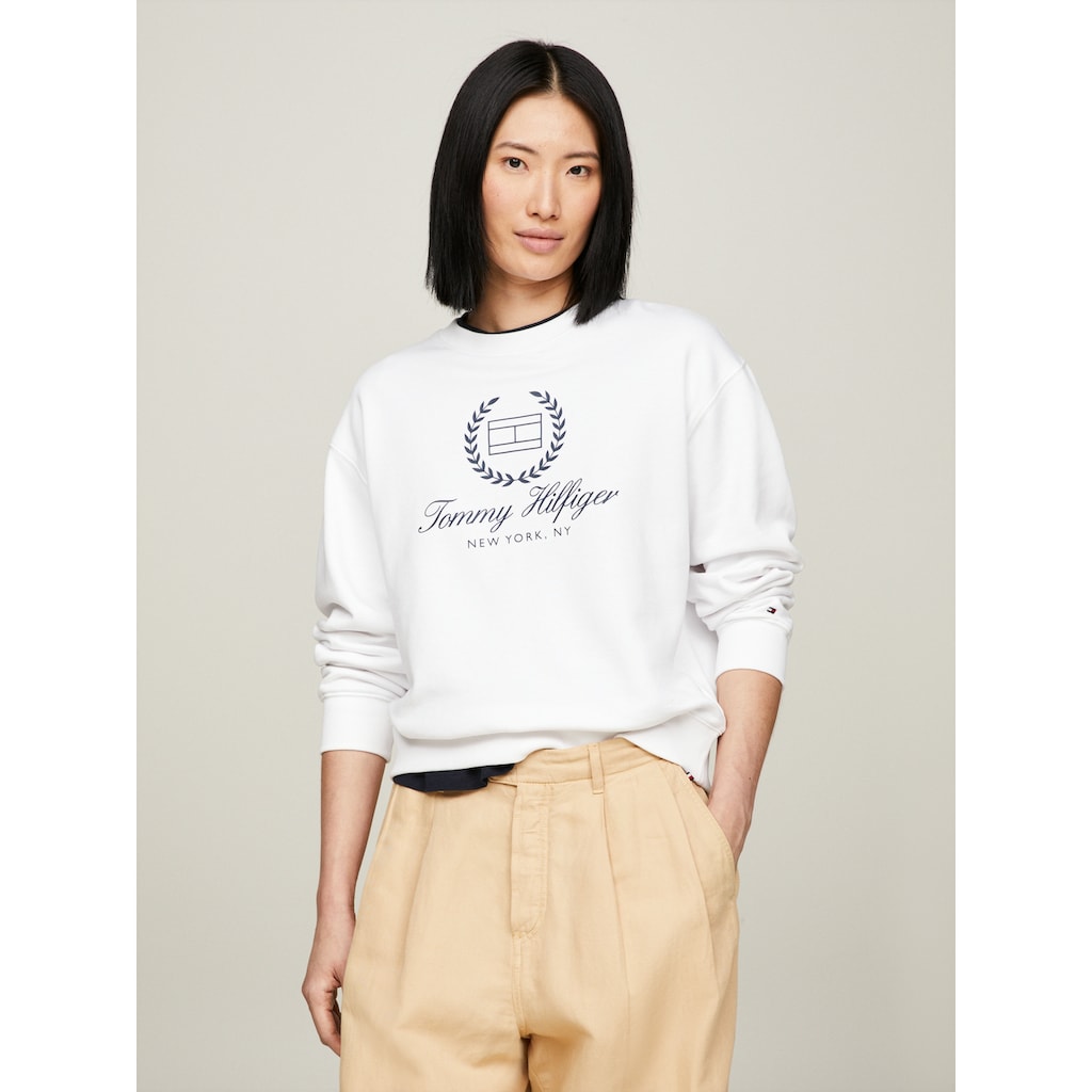 Tommy Hilfiger Sweatshirt »REG FLAG SCRIPT CNK SWTSHRT«, mit Logodruck auf der Brust