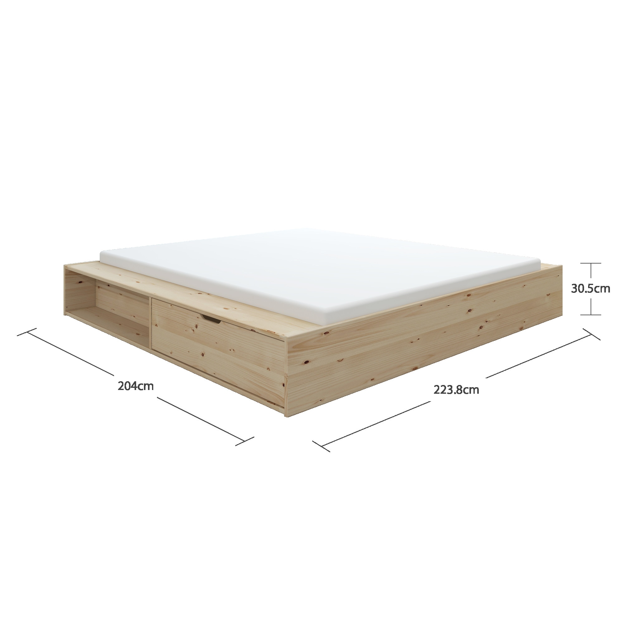 Home affaire Stauraumbett »Erno, Massivholzbett, Futonbett, 275KG belastbar«, (Breite/ Belastbarkeit: 120cm/275 KG, 180cm/275 KG), mit Lattenrost, Massivholz, FSC® zertifiziert, viel Stauraum + Ablagen