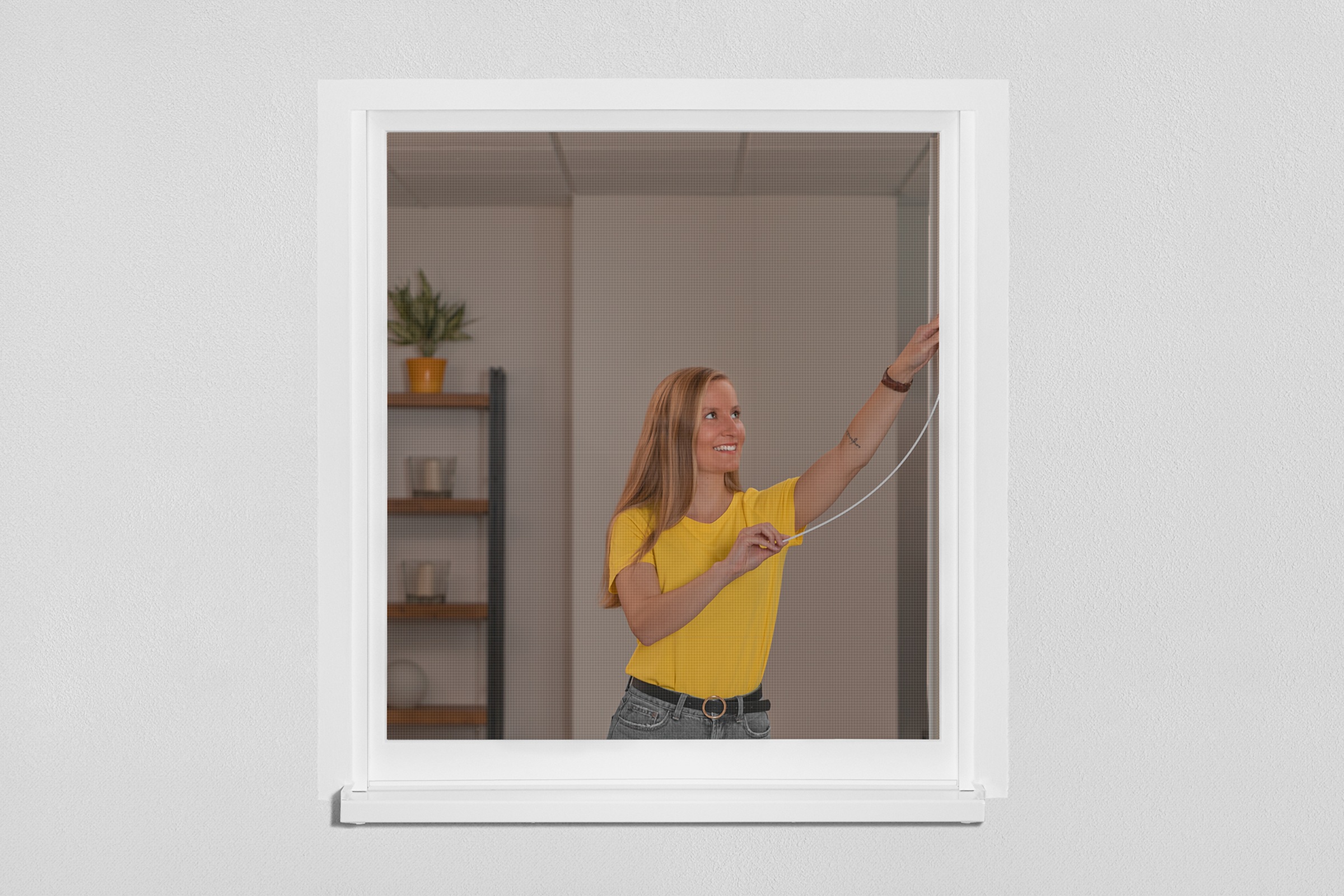 SCHELLENBERG Insektenschutz-Fensterrahmen "Simply Click mit Fiberglasgewebe ohne bohren" Set, 1 Stk. tlg. Fliegengitter zum Einklicken, 100 x 150 cm und 130 x 150 cm, weiß