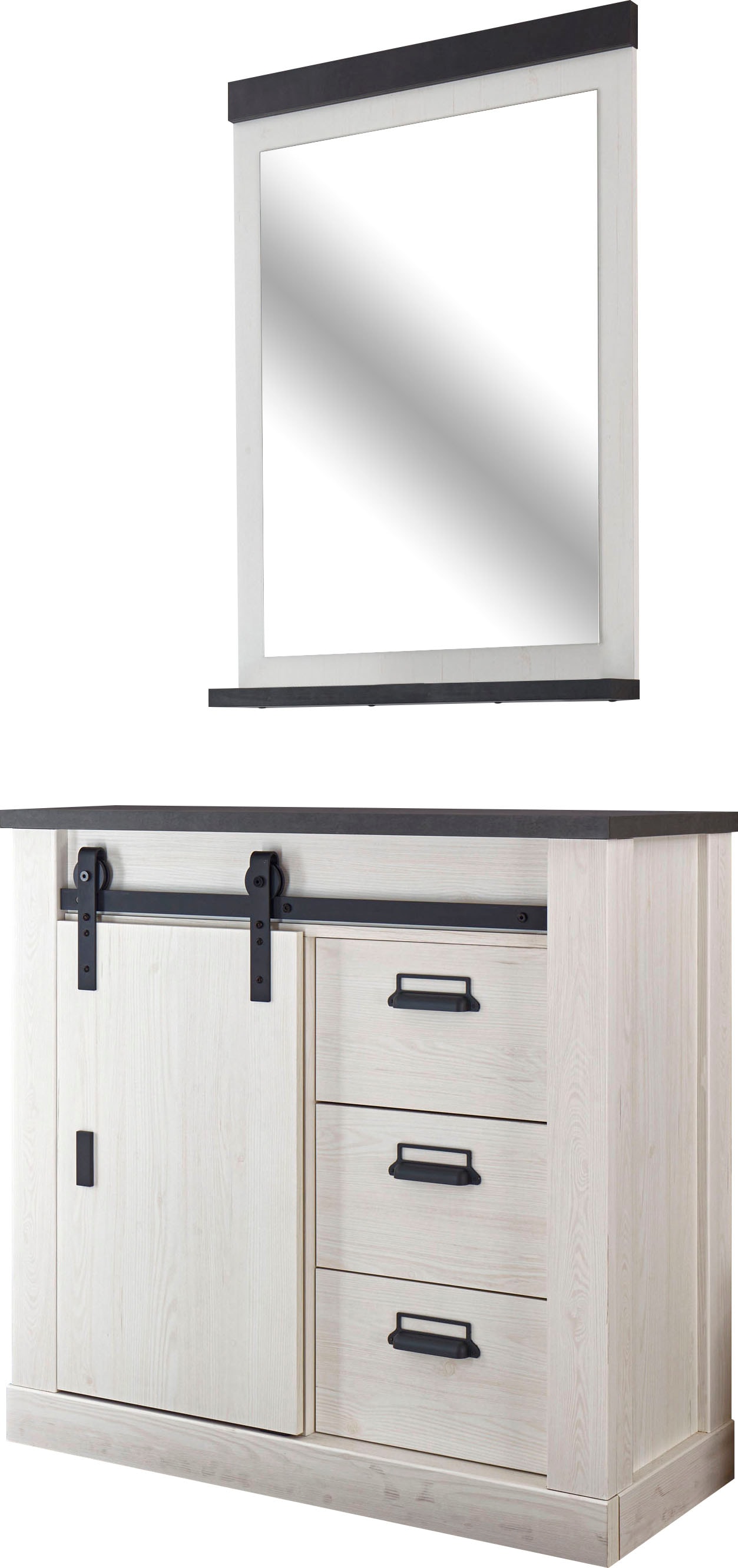 Home affaire Garderoben-Set "Sherwood, Garderobe im Industrial-Style, Komplettset mit viel Stauraum" 2 Stk. tlg.