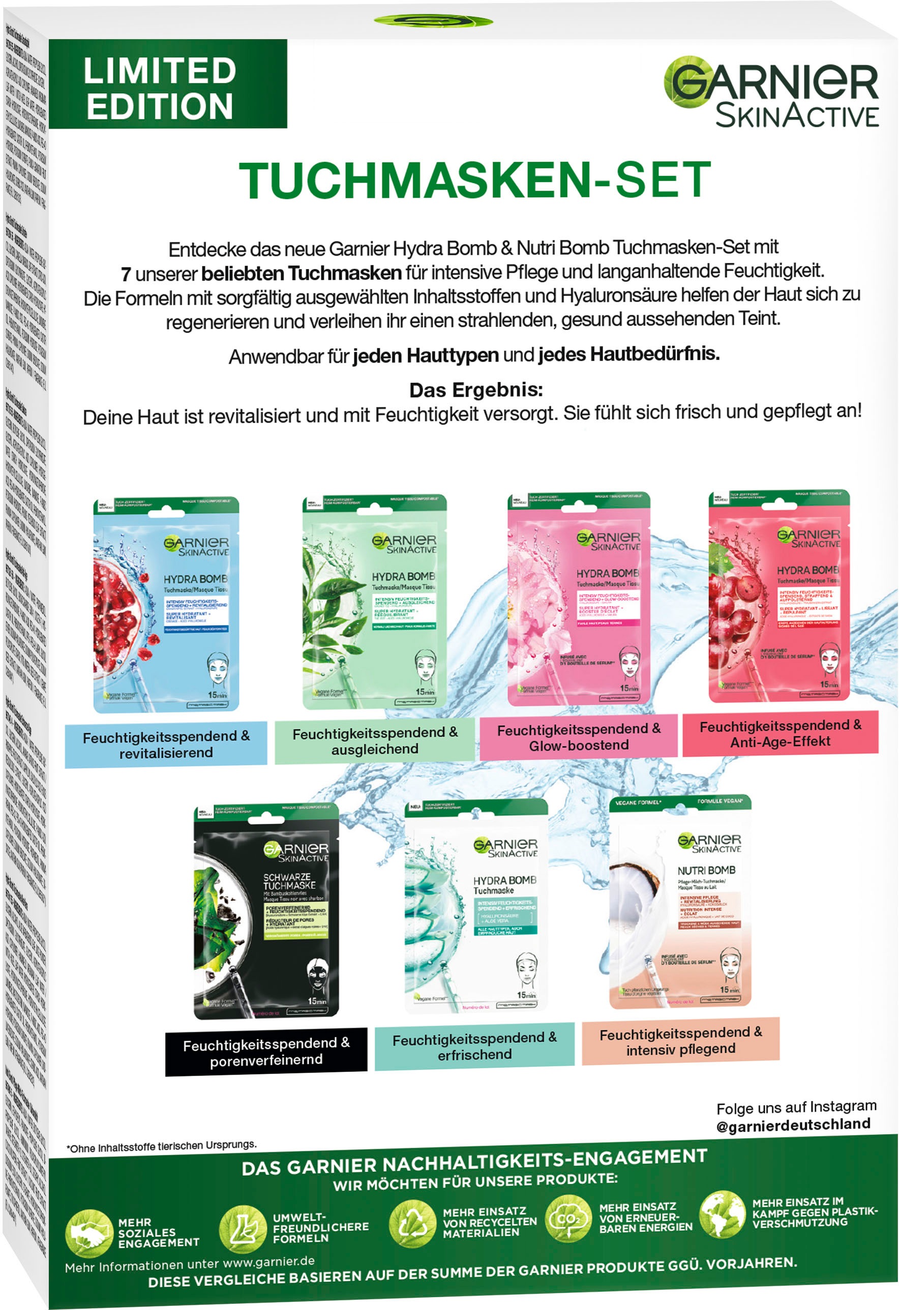 GARNIER Tuchmaske »SkinActive Tuchmasken-Set«, (7 tlg.), mit hoher Wirksamkeit