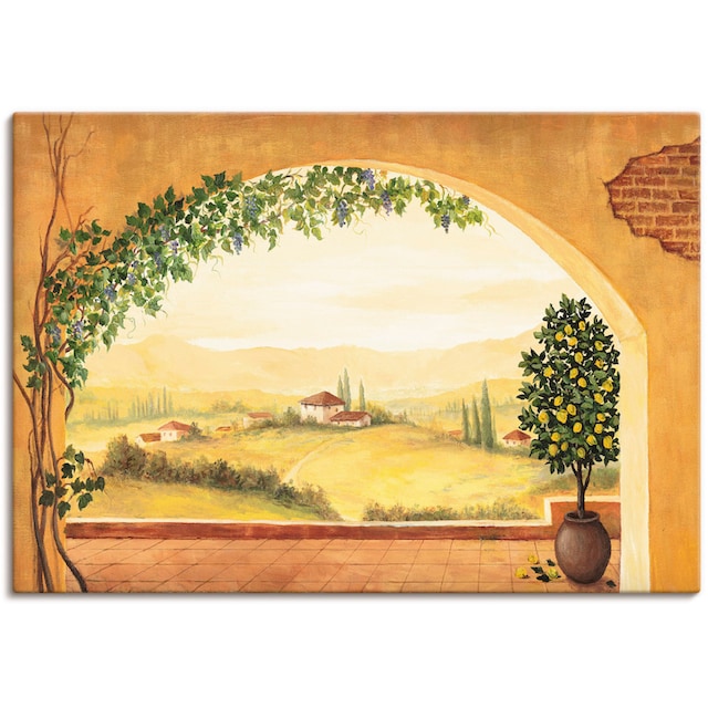 Artland Wandbild »Weinranken vor der Toskanalandschaft«, Fensterblick, (1  St.), als Alubild, Leinwandbild, Wandaufkleber oder Poster in versch.  Größen kaufen | BAUR
