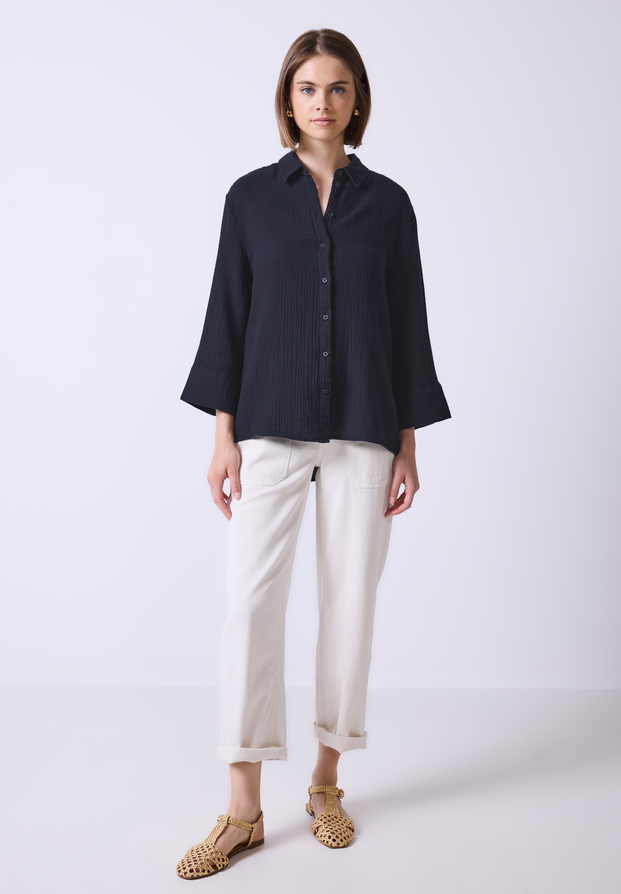 STREET ONE STUDIO Hemdbluse, aus reiner Baumwolle