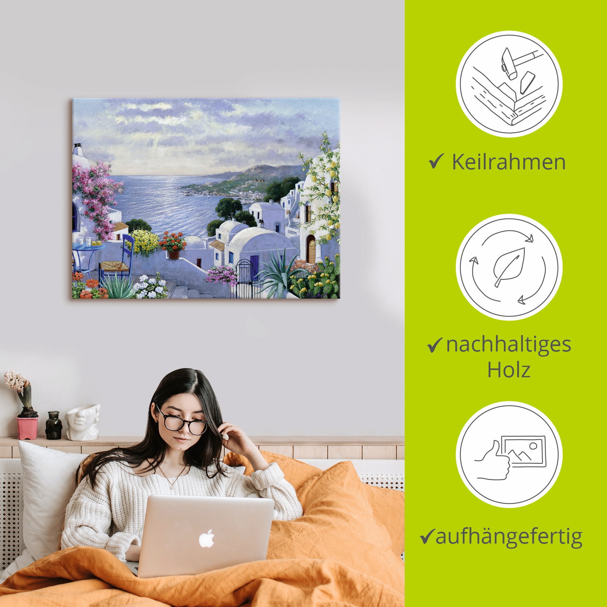Artland Wandbild »Funkelndes Griechenland«, Gewässer, (1 St.), als Leinwandbild, Poster, Wandaufkleber in verschied. Größen