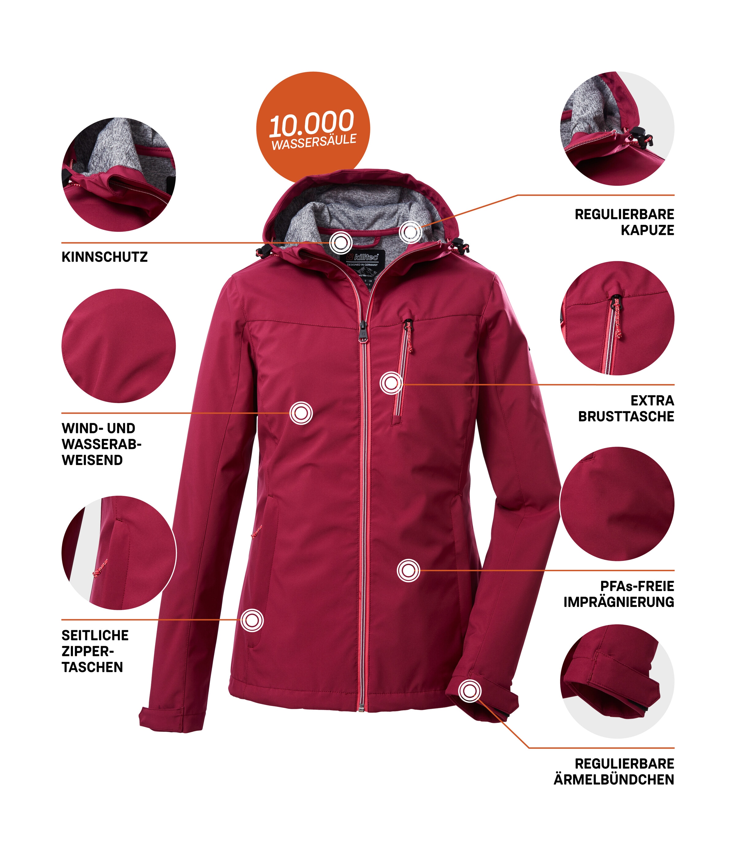 Killtec Softshelljacke »KOS 89 WMN SFTSHLL JCKT«, Damen Softshelljacke: Wind-und wasserdicht, atmungsaktiv, PFAS-frei