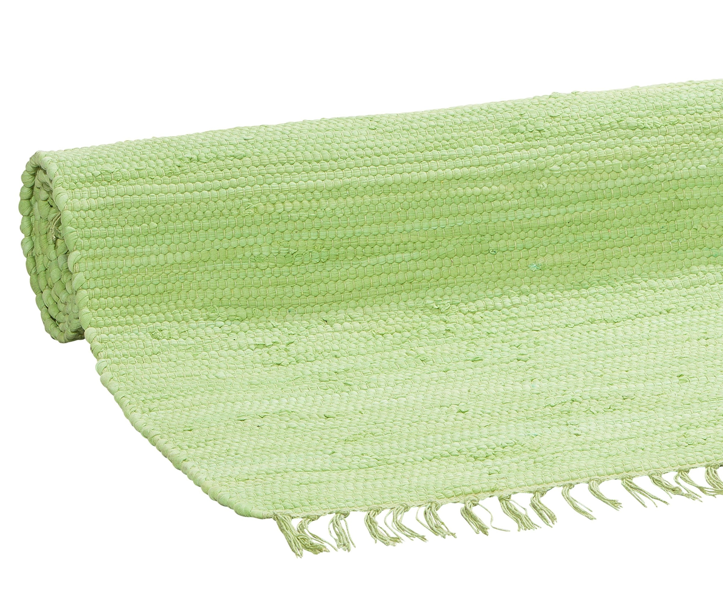 Teppich OTTO HOME "Paul" Gr. 12, grün, B:70cm H:5mm L:250cm, Baumwolle, Teppiche, Teppich, Wendeteppich, Uni, handgewebt, mit Fransen, reine Baumwolle, Läufer 2