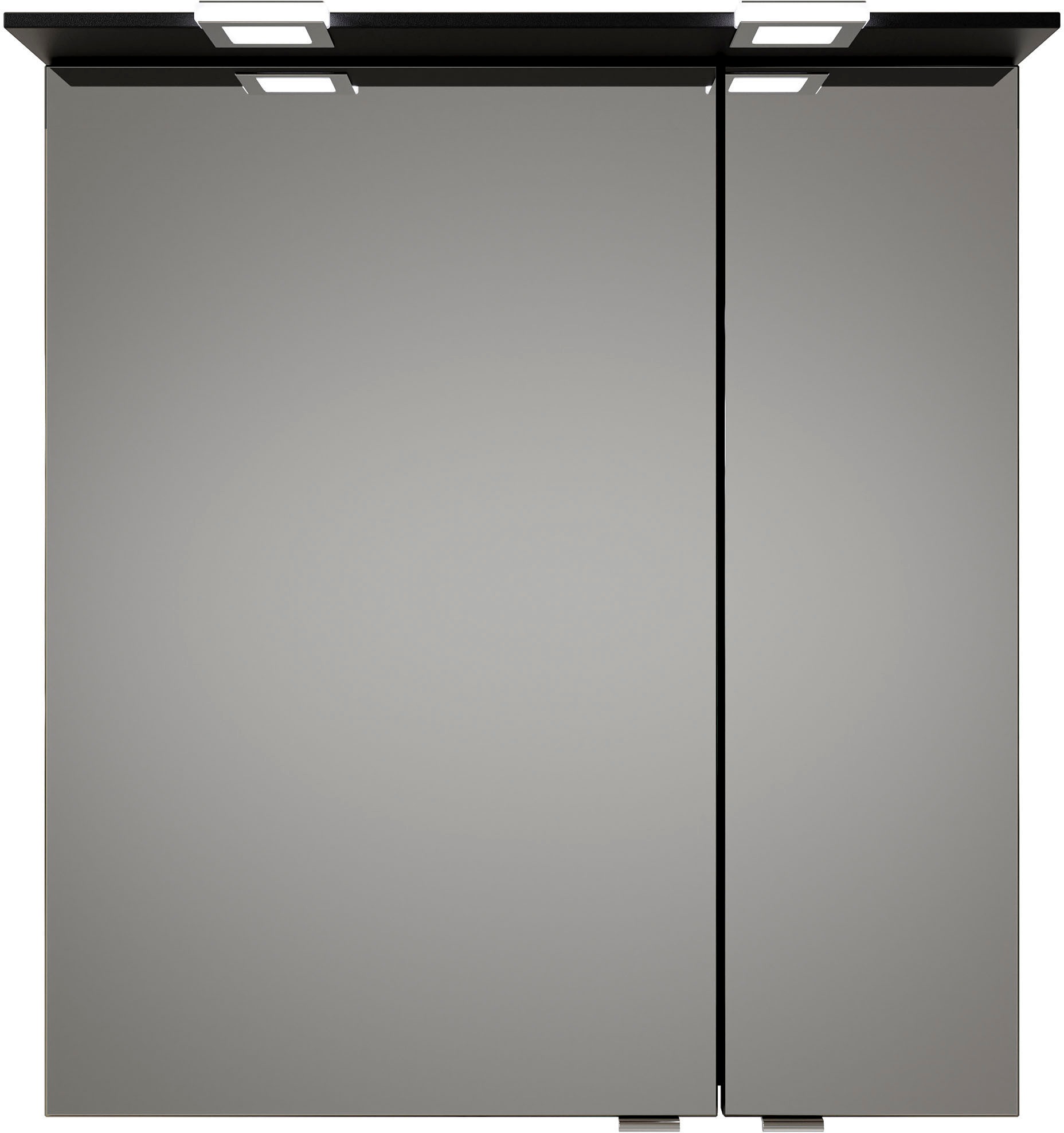 Saphir Badmöbel-Set »Serie 6025 2-teilig Mineralmarmor-Waschtisch mit LED-Spiegelschrank«, (2 St.), Waschplatz 67 cm breit, 2 Schubladen, 2 Spiegel-Türen, inkl Türdämpfer