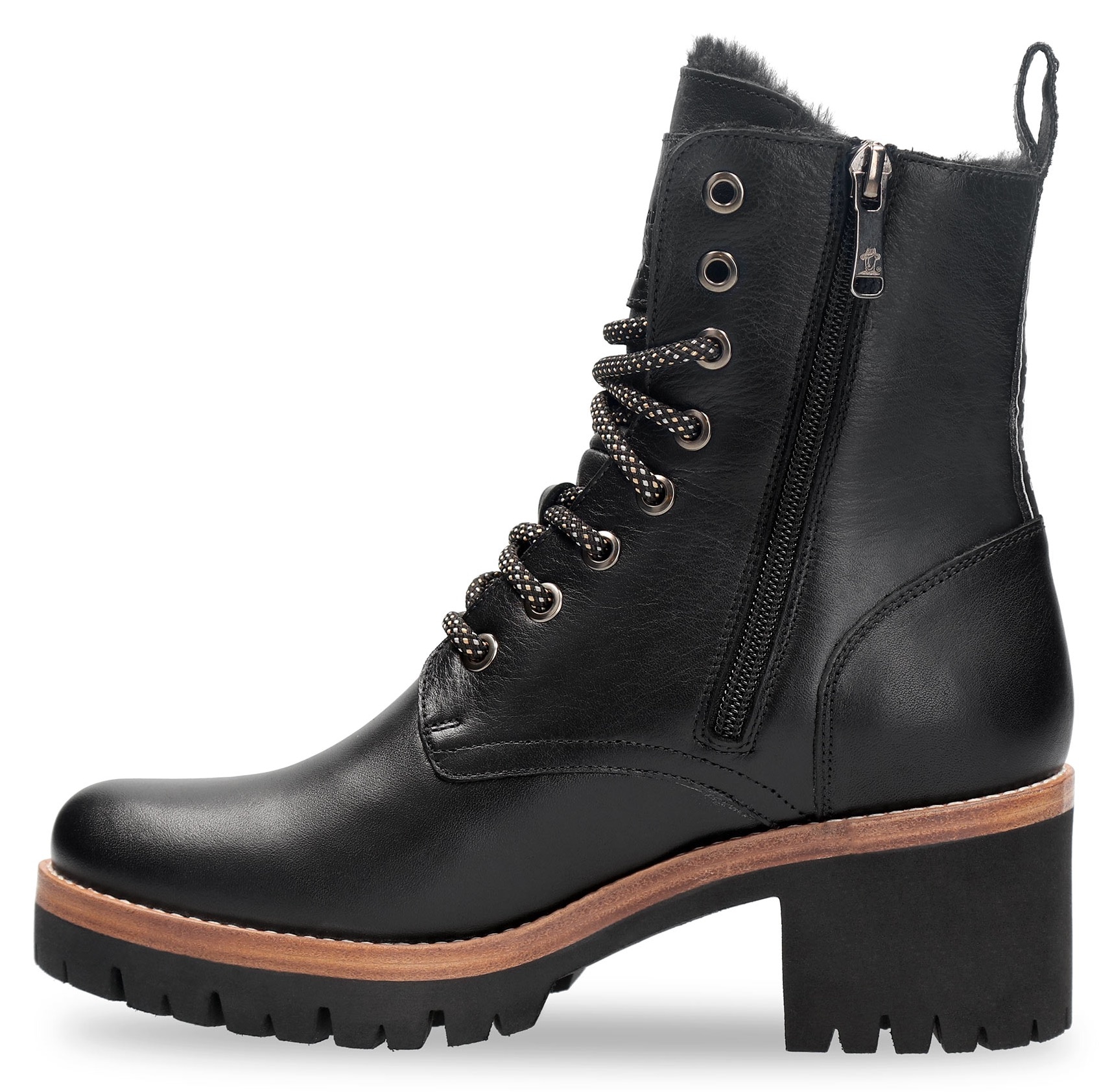 Panama Jack Winterstiefelette »Padma«, Schnürstiefelette, Blockabsatz, Profilsohle, mit Anziehlasche