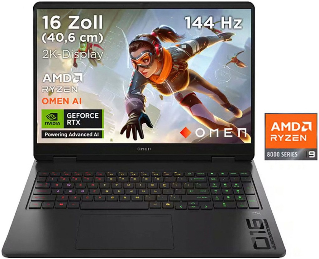 HP Gaming-Notebook "OMEN 16-ap AMD", 32 GB RAM 1.000 GB SSD, Ryzen 9, Windows 11 Home, schwarz, Notebooks