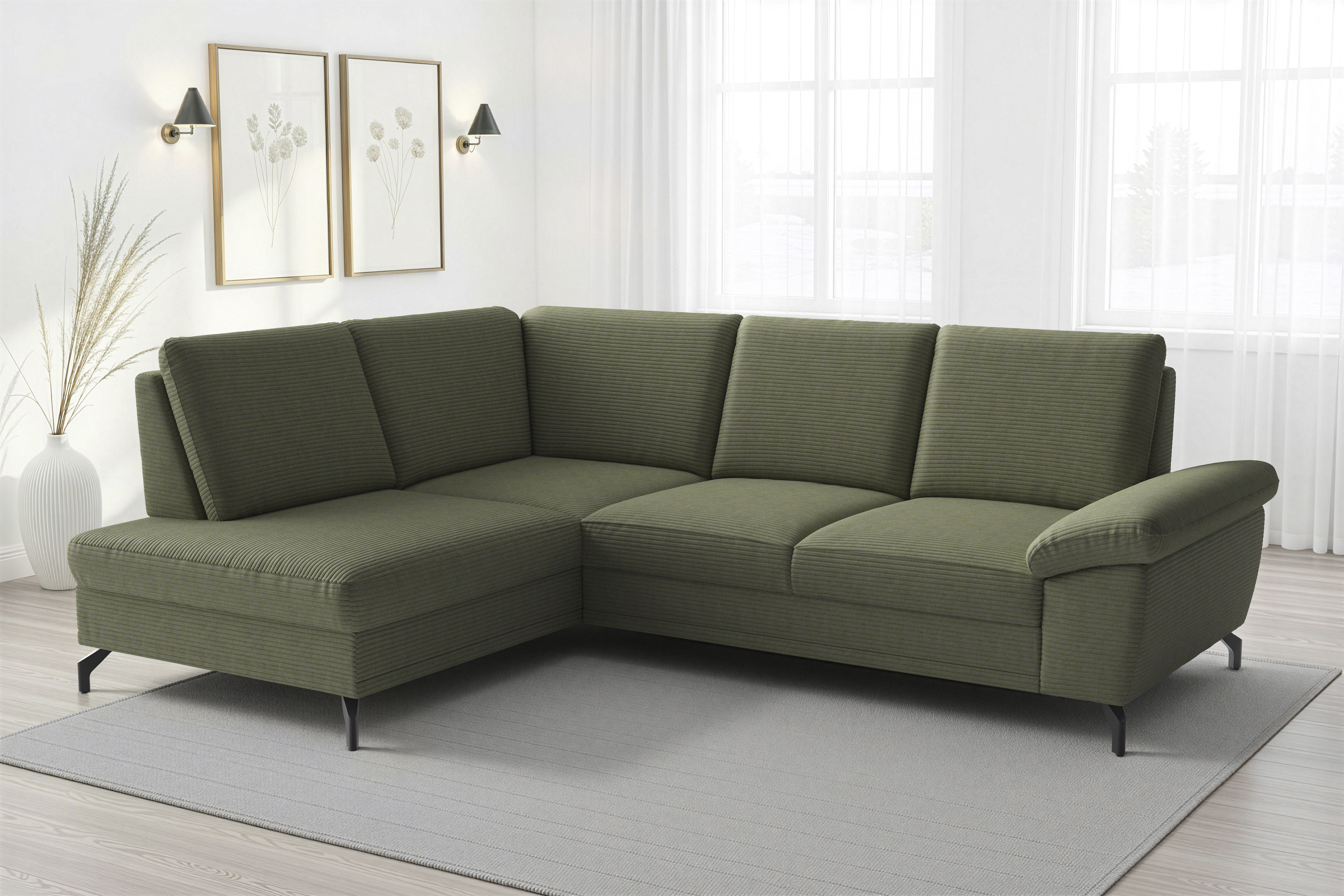 sit&more Ecksofa "Chelsea L-Form, B: 249 cm, Armteil- & Sitztiefenverstellung" Couch optional mit Schlaffunktion und Bettkasten, Sitzhöhe 45 cm