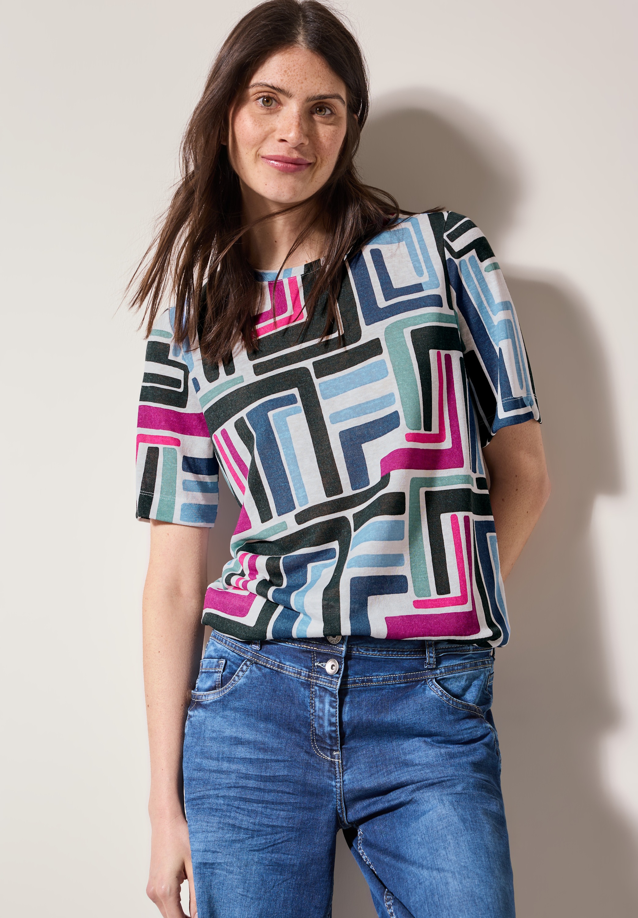 Cecil Print-Shirt mit Elastiksaum günstig online kaufen