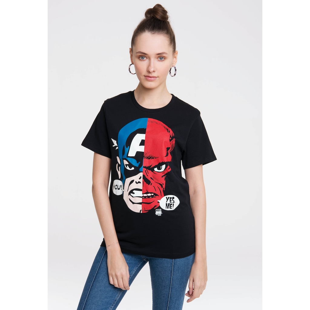 LOGOSHIRT T-Shirt »Captain America And Red Skull Faces« mit coolem Frontprint