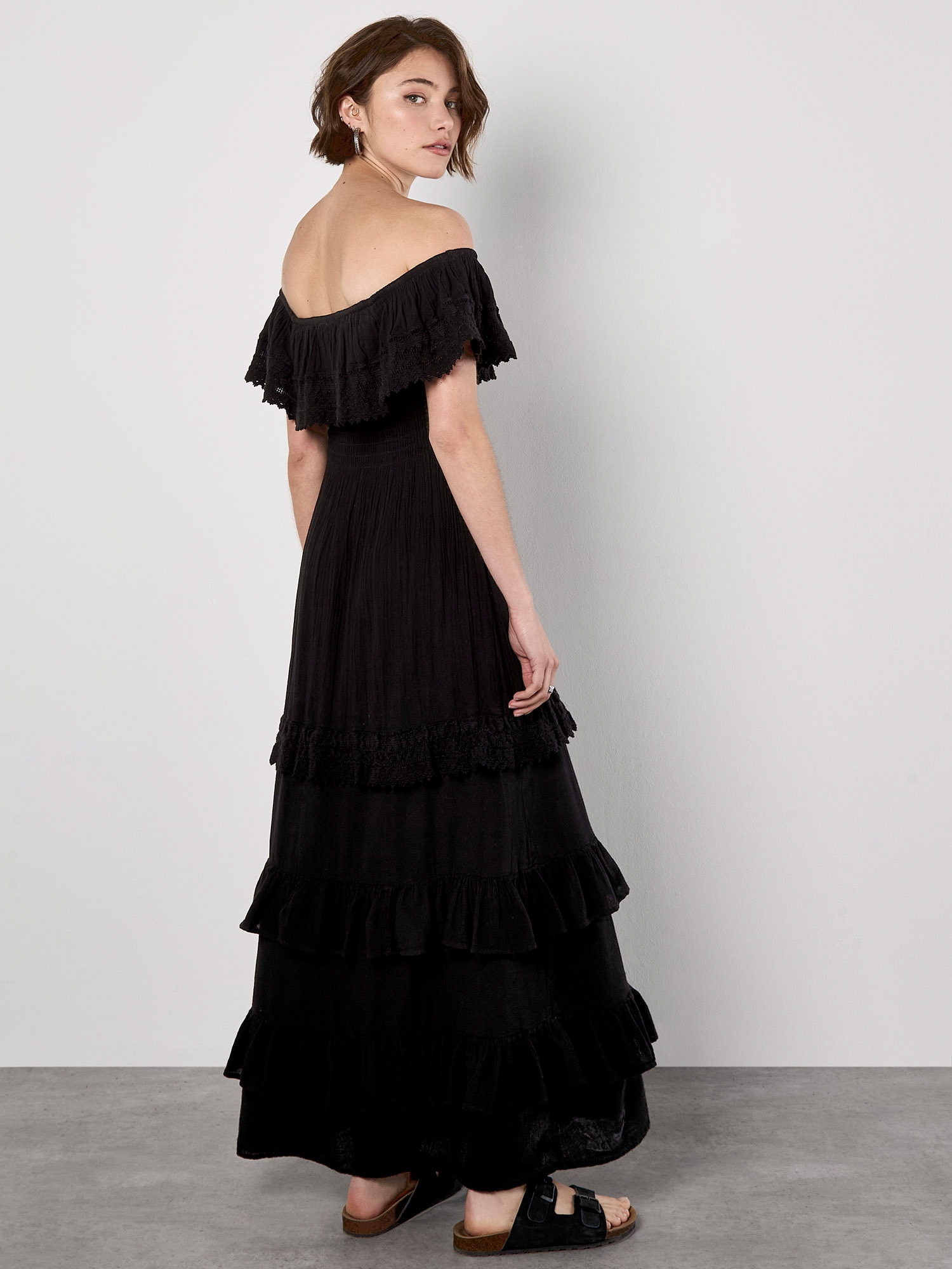 Apricot Bandeaukleid »Bandeau-Rüschenkleid« mit Spitze