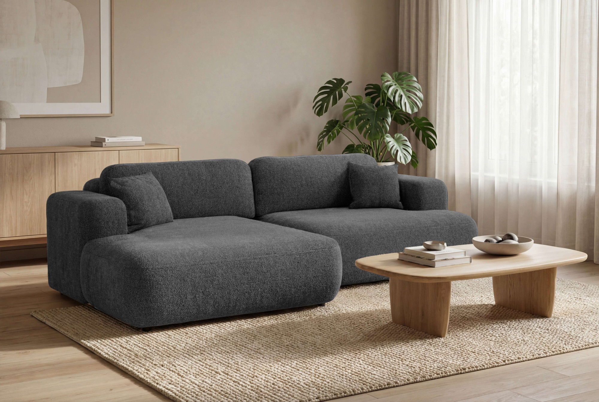 OTTO home Ecksofa "VEEVIA L-Form, Schlafsofa, Verlässliche Qualität, Breite 256cm" mit Bettkasten, belastbar bis 480kg, inklusive Rücken- und Zierkissen