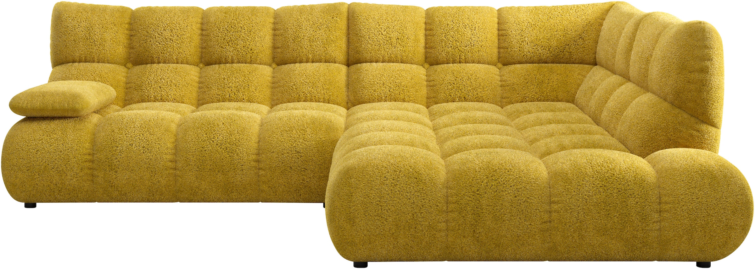Home affaire Ecksofa "Cozy Bubble, mit klappbarer Armlehne, Breite 289 cm" mit eleganter Steppung, Rundumbezug & weicher Polsterung