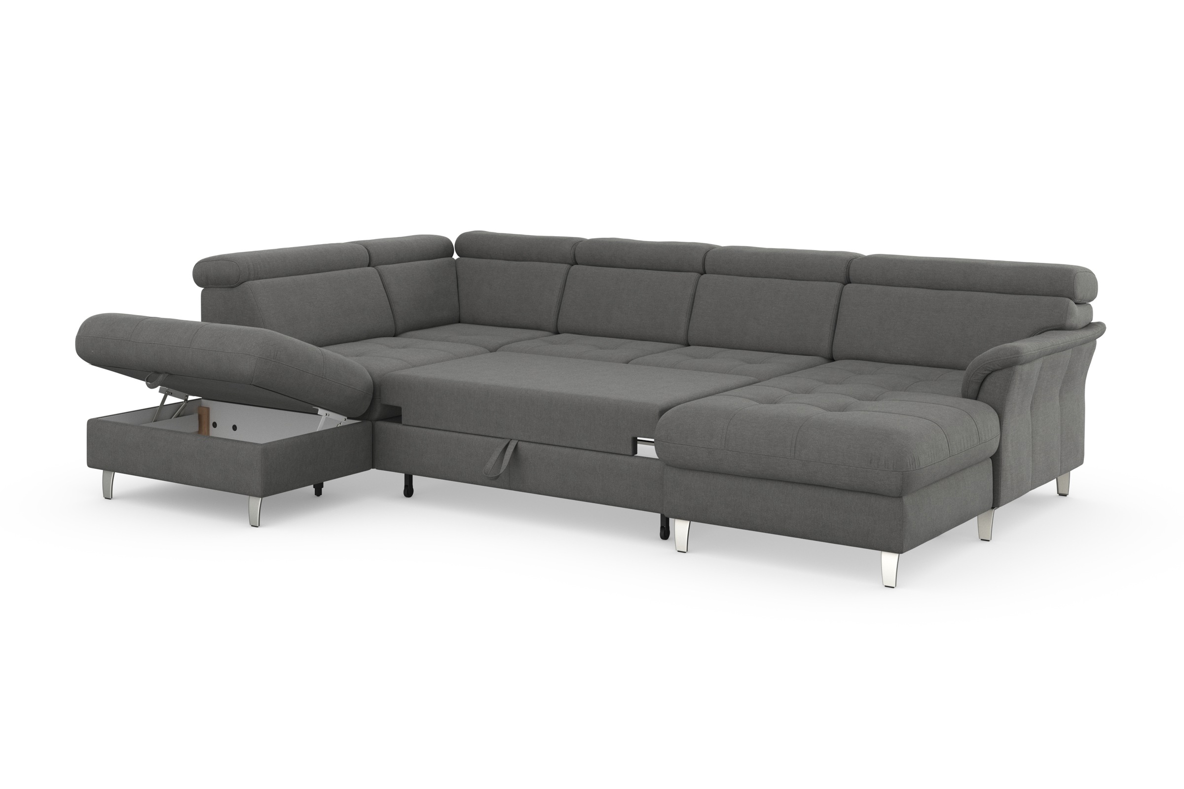 sit&more Wohnlandschaft »Marano U-Form«, inklusive Kopfteilverstellung, wahlweise mit Bettfunktion, Bettkasten