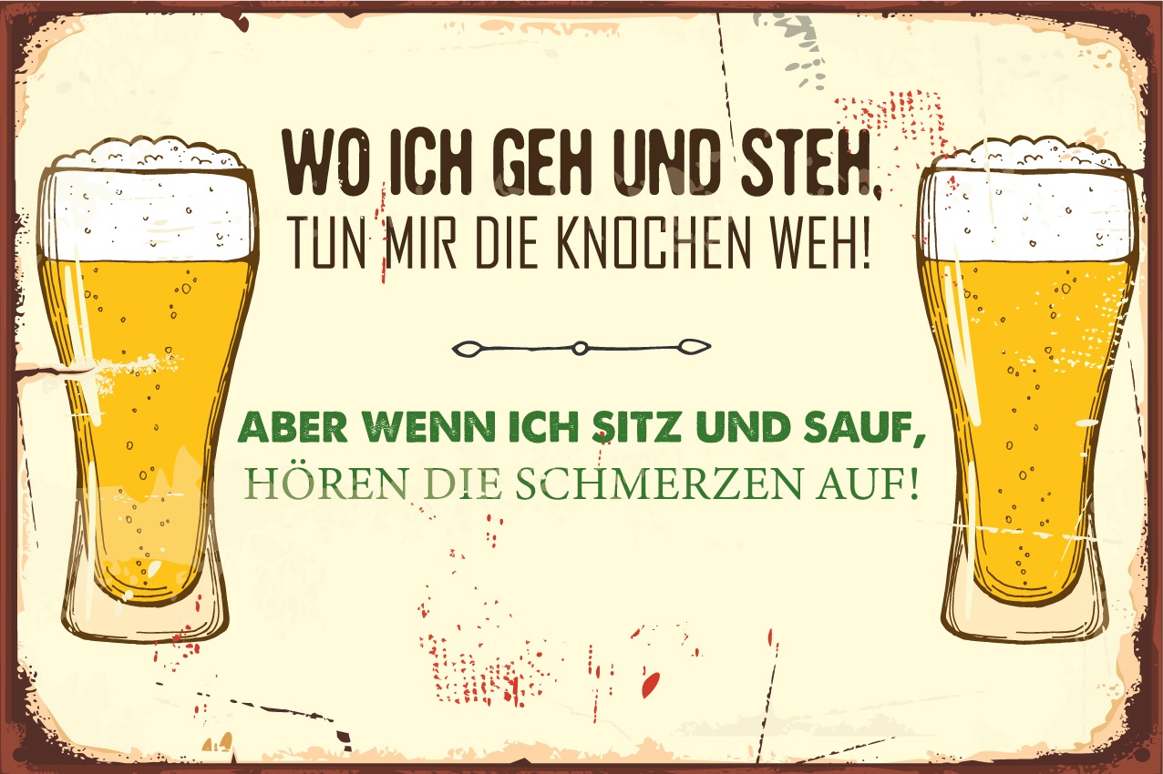 Metallbild QUEENCE "Bier Spruch Stahlschild Blechschild", gelb (farbe bild(er): gelb), B:20cm H:30cm T:0,2cm, Blech, Metall, Bilder, 20x30x0,2cm - mit 4 Lochbohrung 3