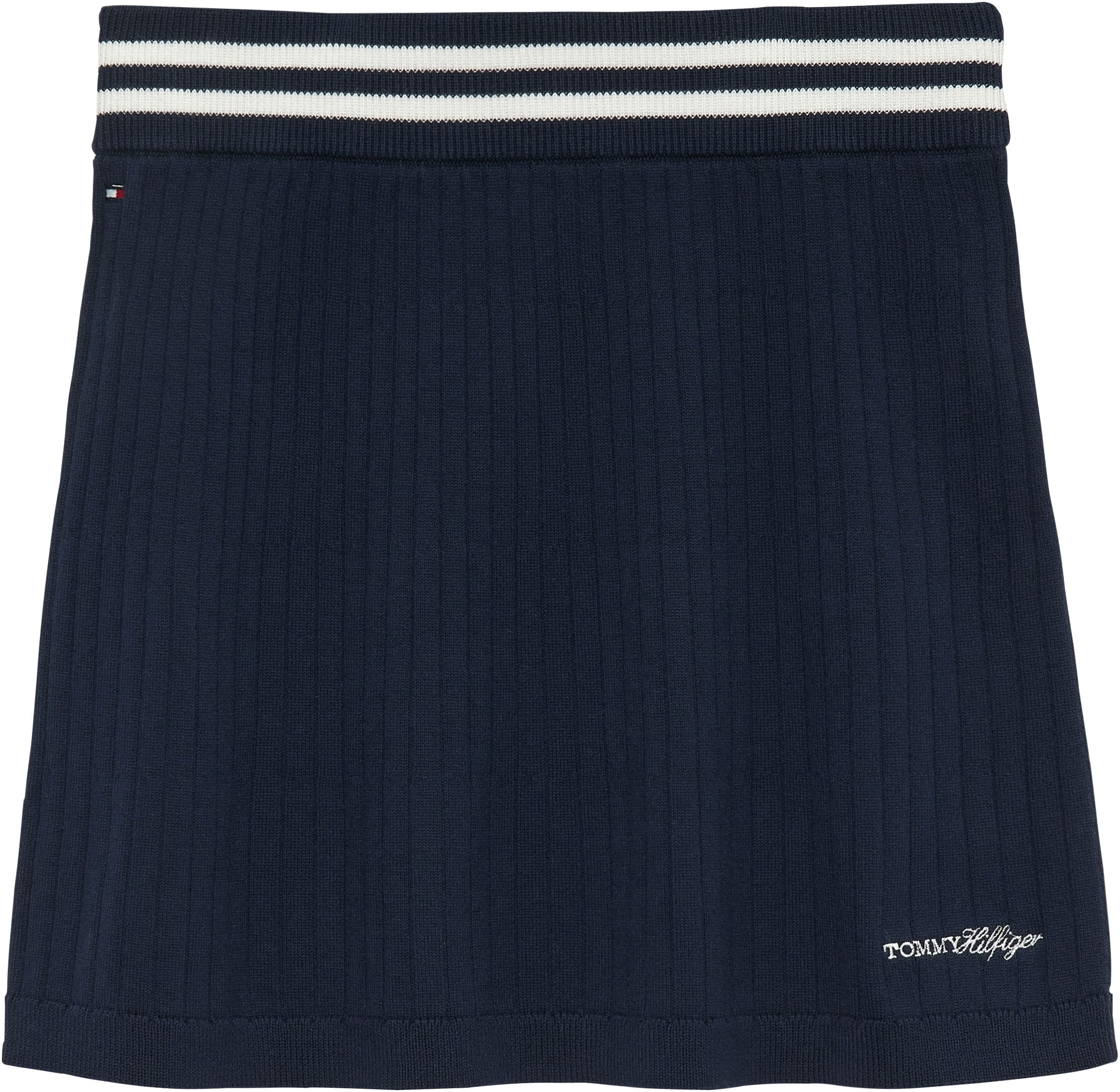 TOMMY HILFIGER Mädchen Sweatrock "SWEATER RIB SKIRT"schwarz night navy, Gr. 7, unifarben, Web, Obermaterial: 72% Baumwolle, 28% Polyamid, Röcke,