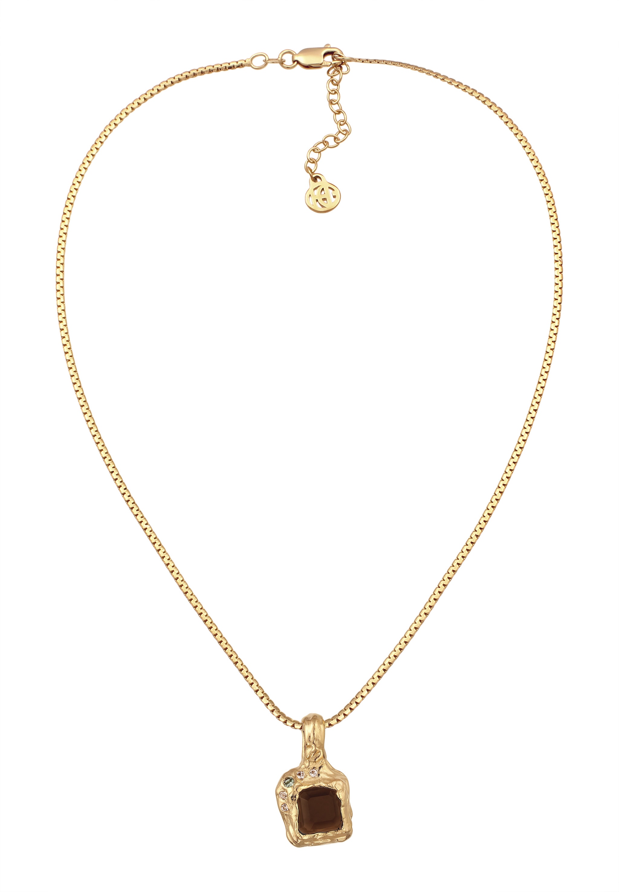 HAZE & GLORY Kette mit Anhänger »Halskette Anhänger Topas Synthetische Turmalin Weiß 925 Sterling Silber Vergoldet«