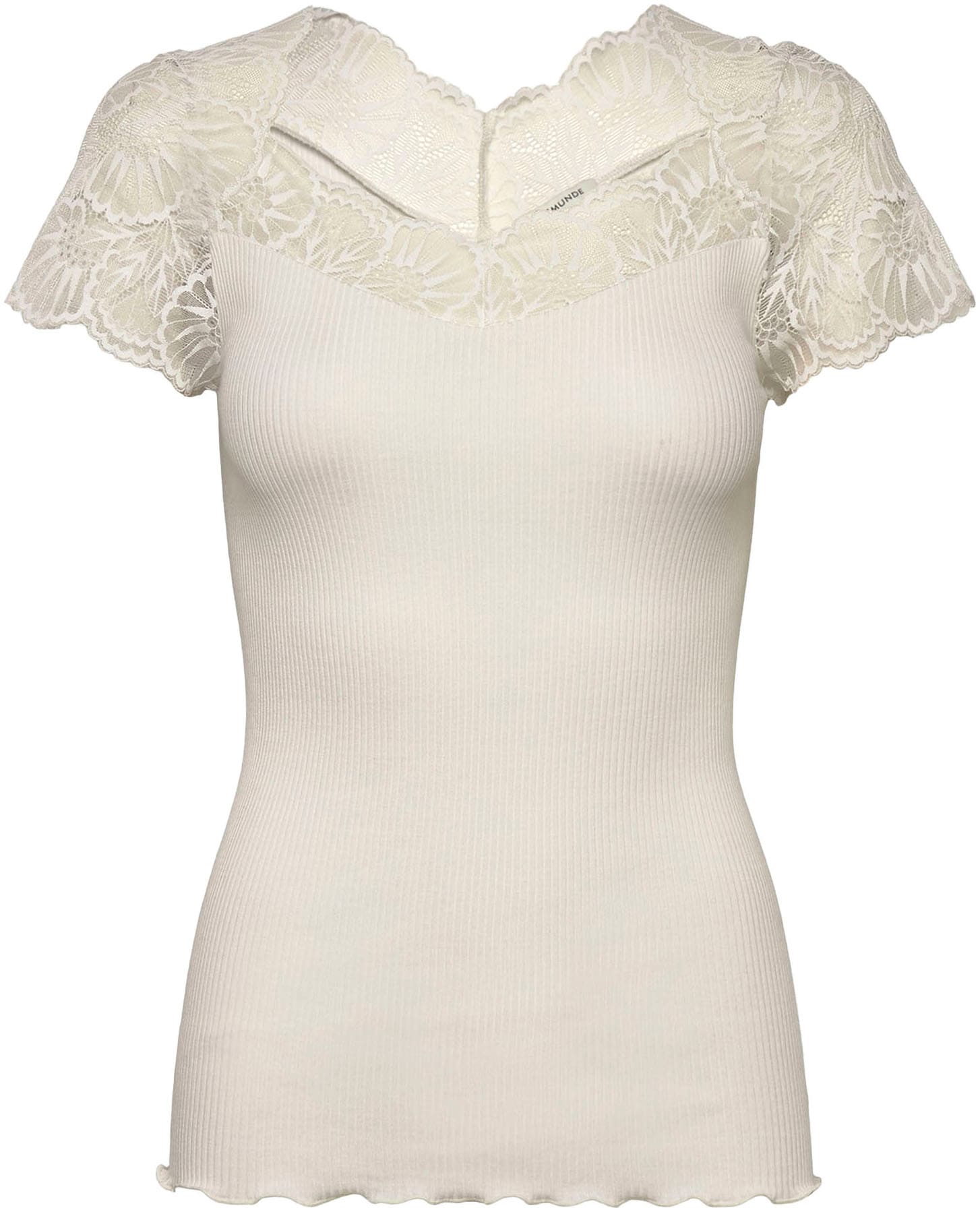 rosemunde T-Shirt, elastischer Vintage-Spitzenbesatz, Kurzarm, gewellter Sa günstig online kaufen