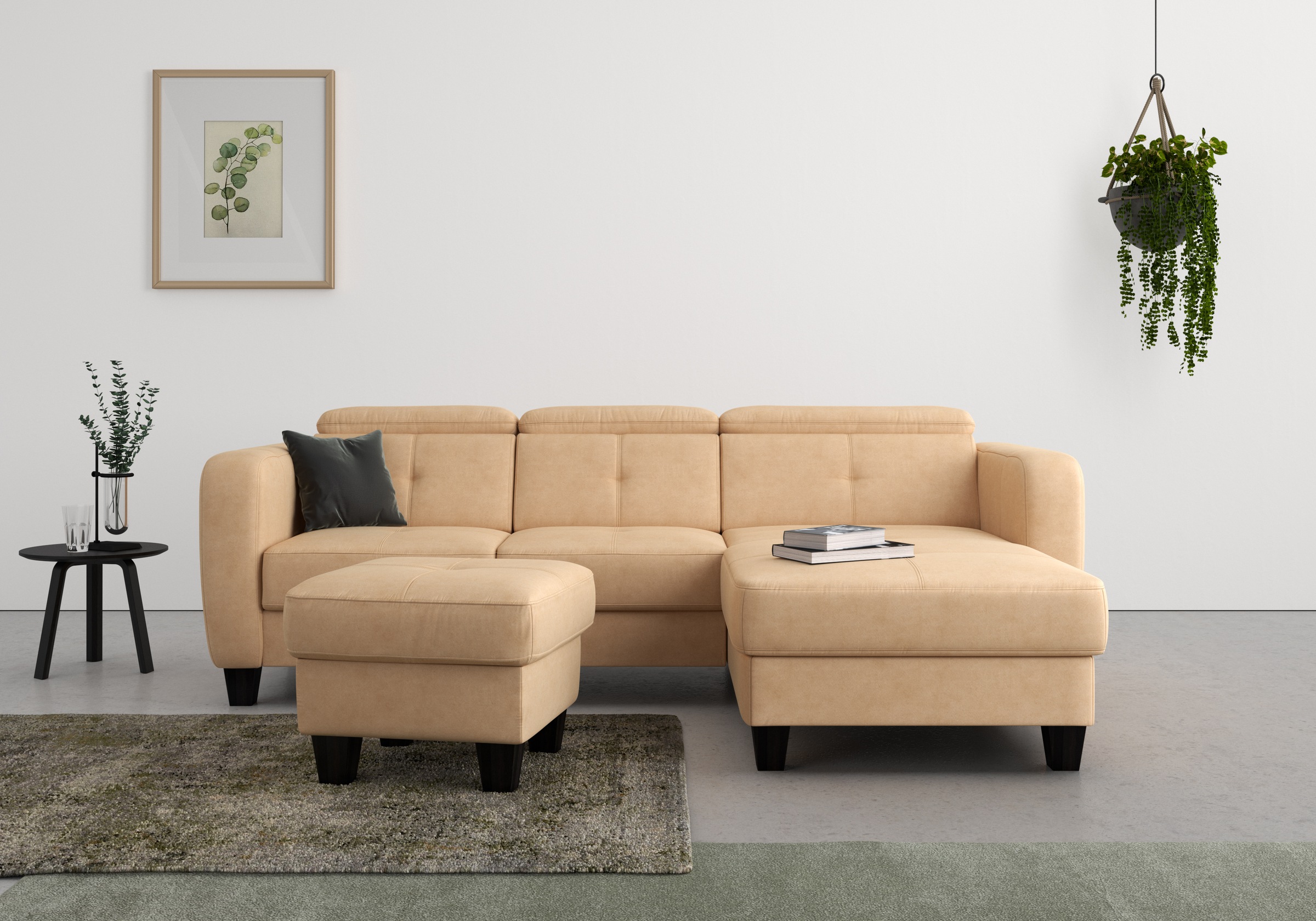 sit&more Ecksofa »Belluci L-Form«, inklusive Federkern, wahlweise mit Bettfunktion und Bettkasten