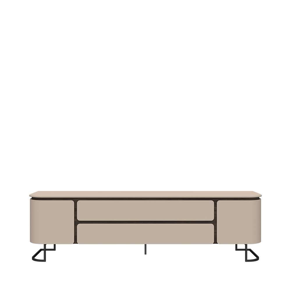 Home affaire Lowboard "AURA TV-Board, TV-Kommode, TV-Schrank, TV-Möbel, mit LED-Beleuchtung" UV lackiert, Soft Close Funktion, Metallrahmen als Basis des Elements